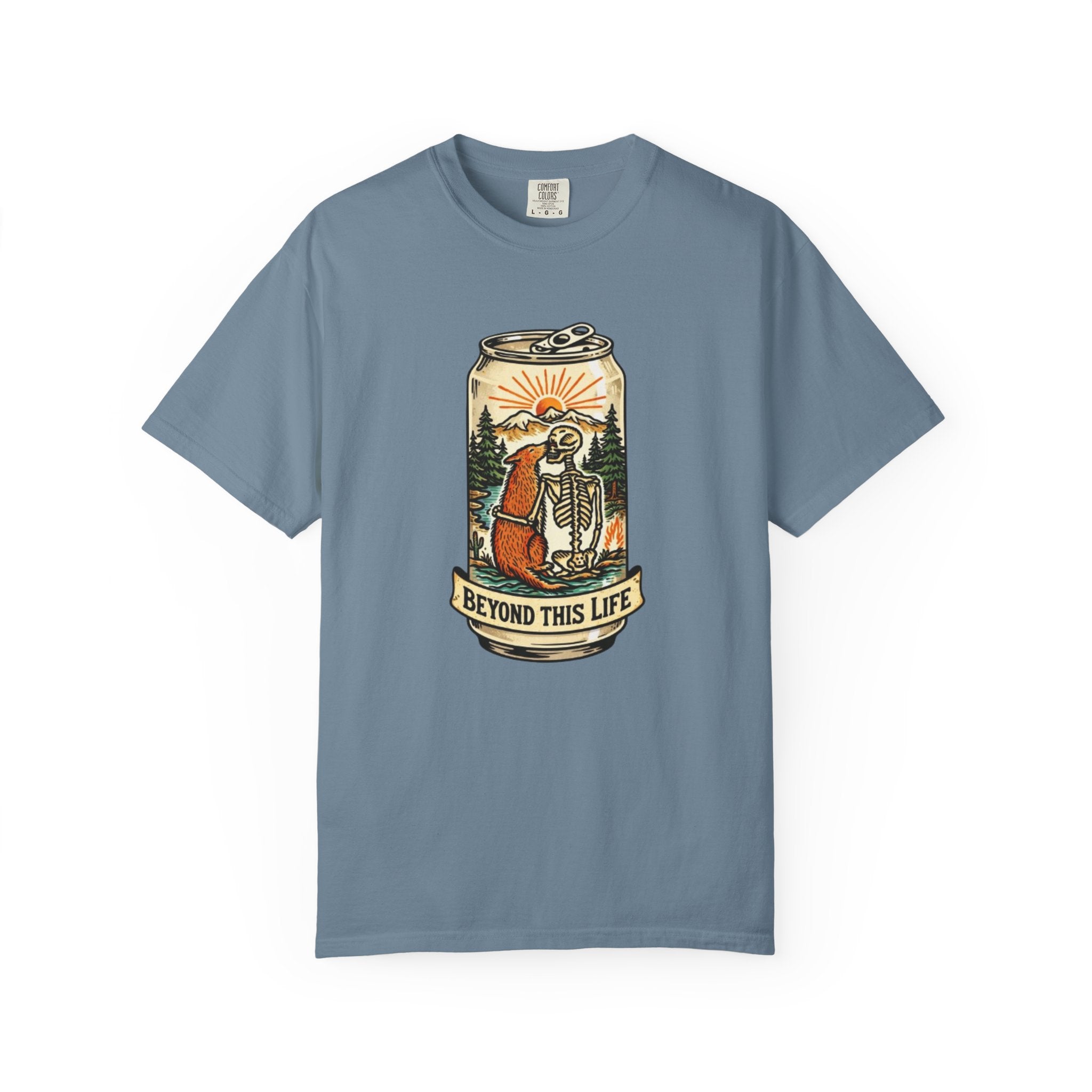 Beyond This Life T-Shirt | Vintage Skull & Can Graphic Tee