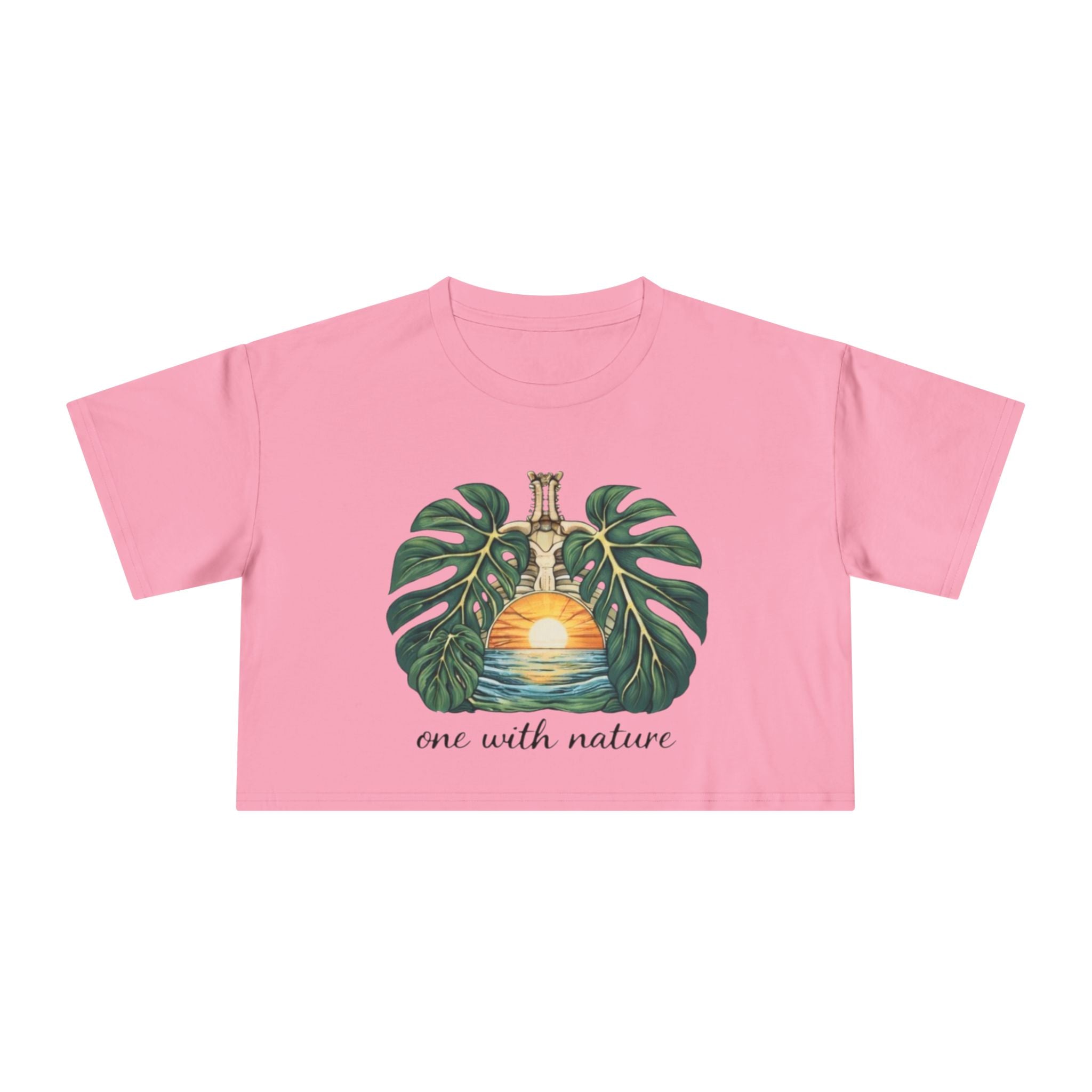 One With Nature Crop Tee | Botanical Sunset Womens Cropped T-Shirt