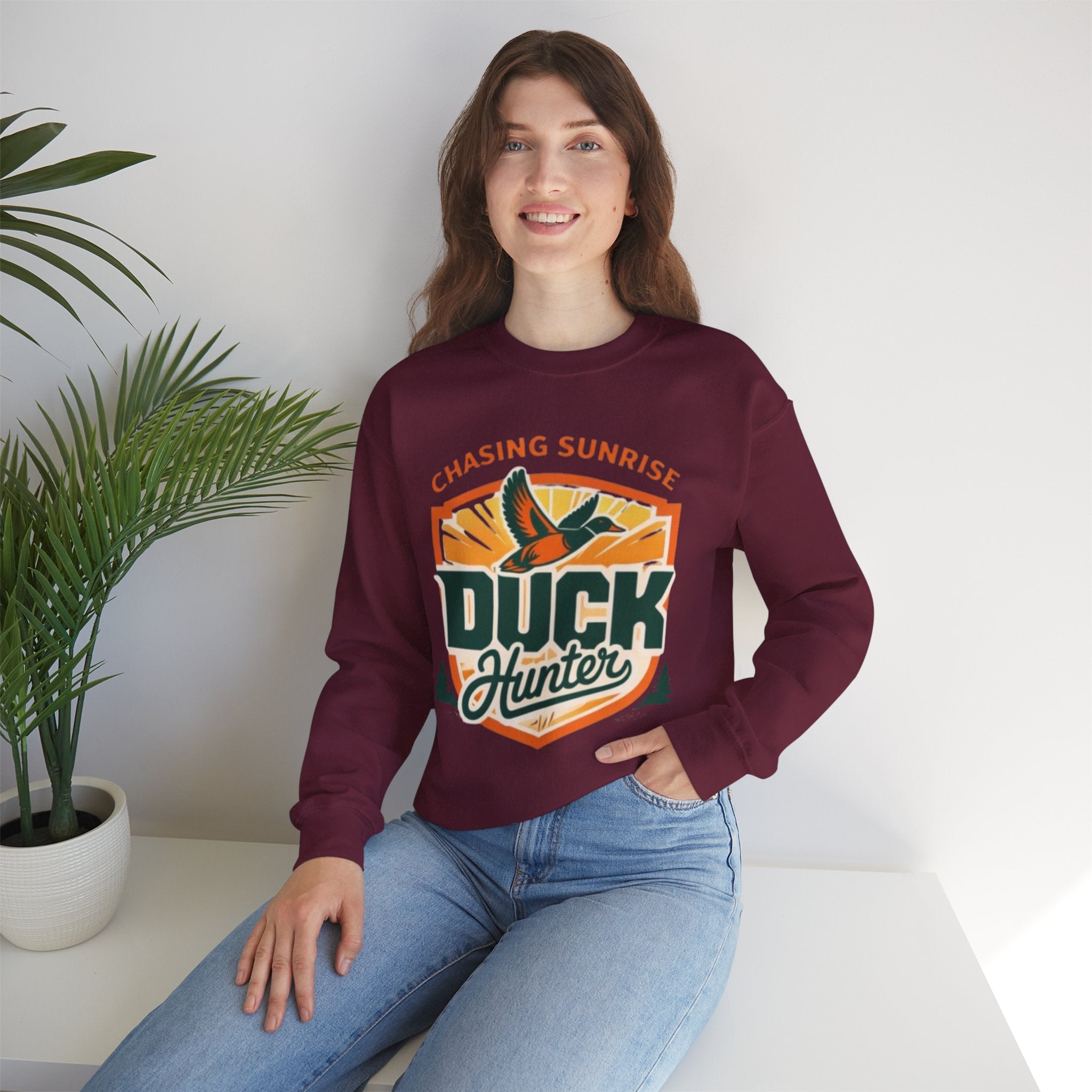 Duck Hunter Crewneck Sweatshirt | Chasing Sunrise Hunting Graphic