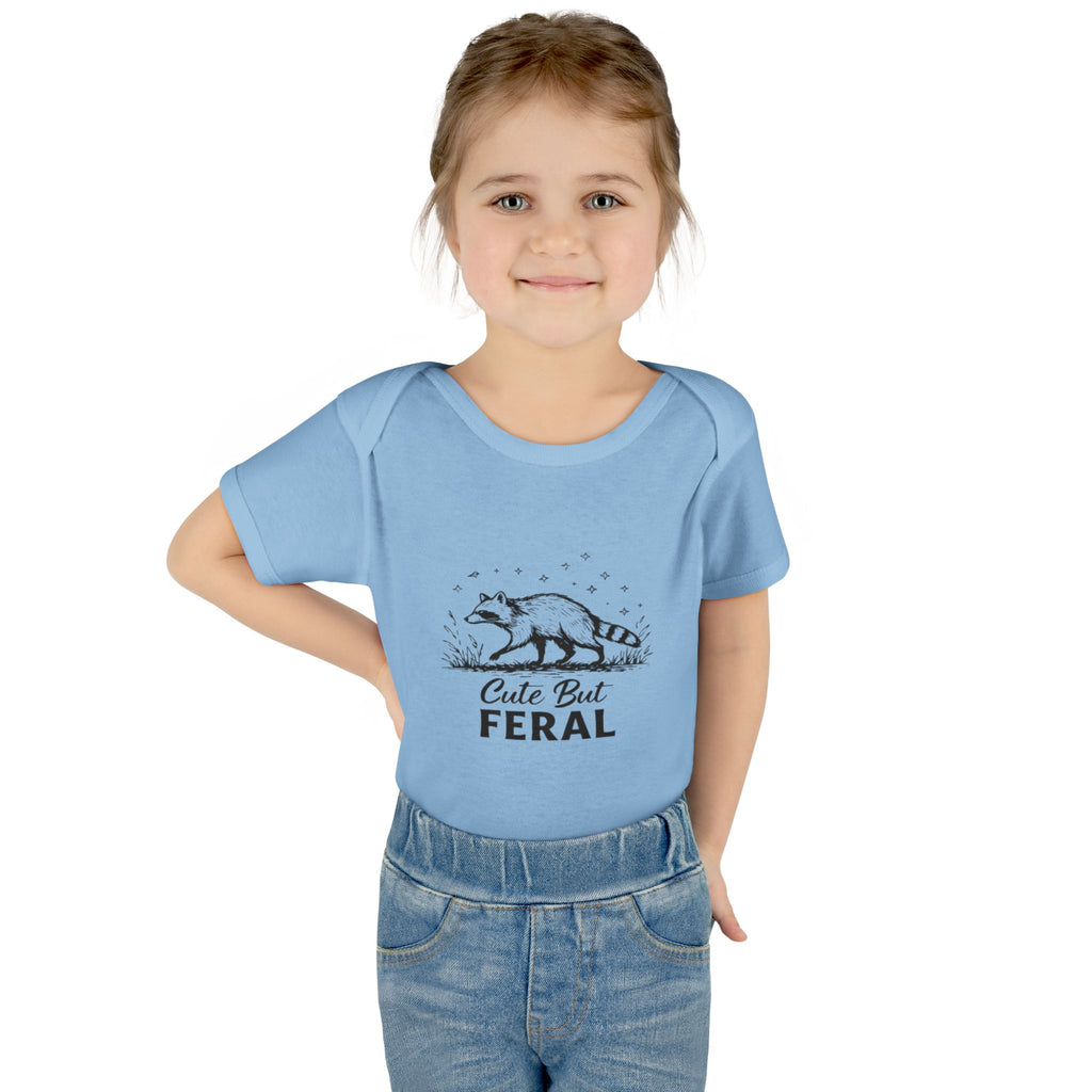 Infant Bodysuit  "Cute But Feral" Raccoon Baby Onesie | Funny Newborn Shower Gift