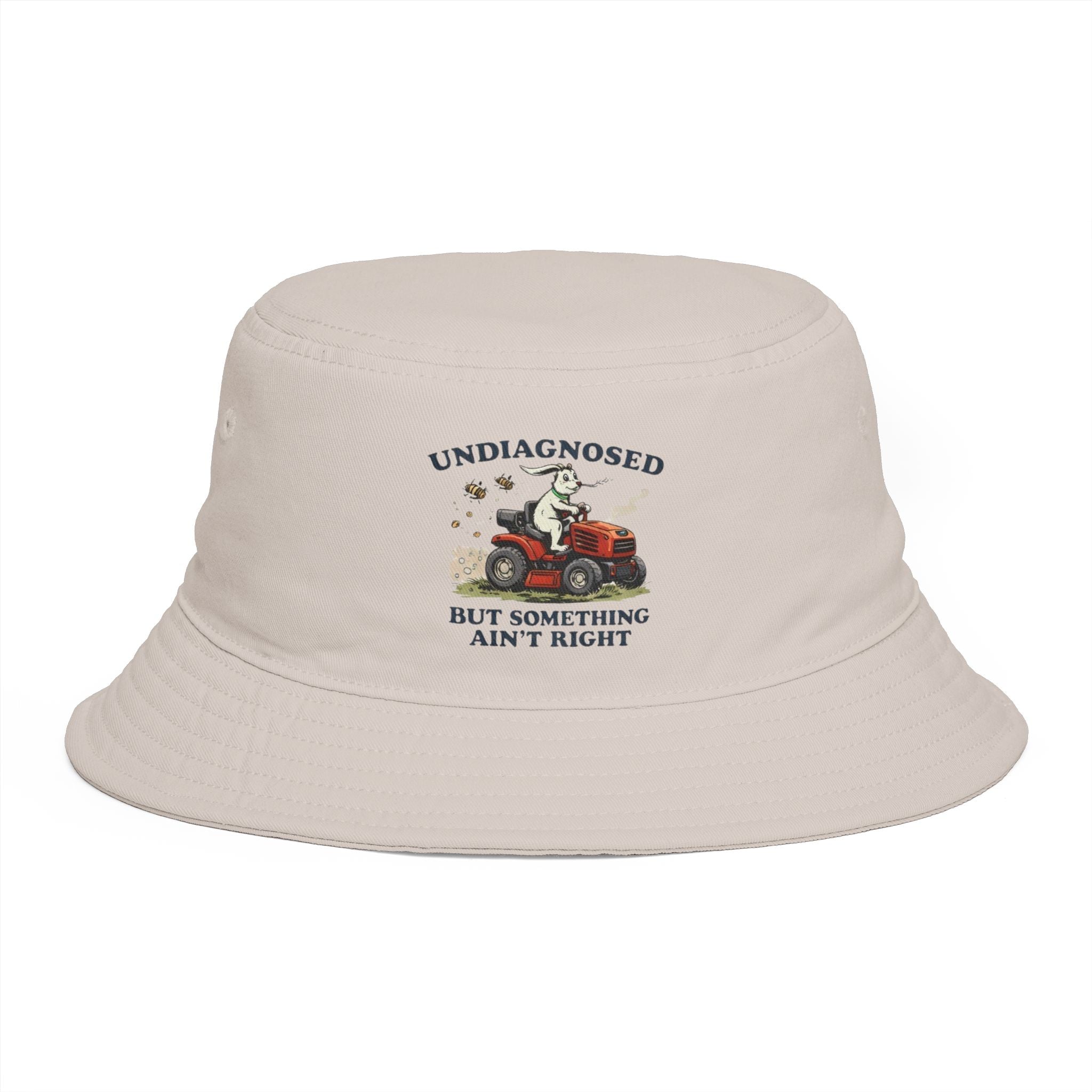 Undiagnosed But Something Aint Right Bucket Hat | Funny Vintage Lawn Mower Design