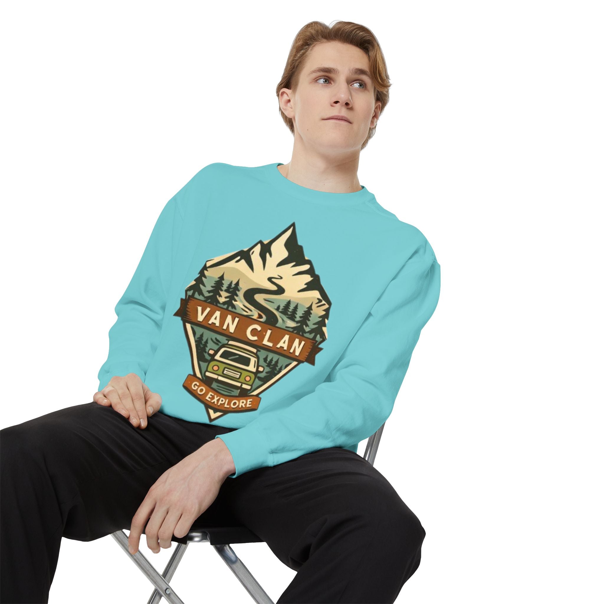 Van Clan Go Explore Sweatshirt | Vintage Mountain Van Adventure Crewneck