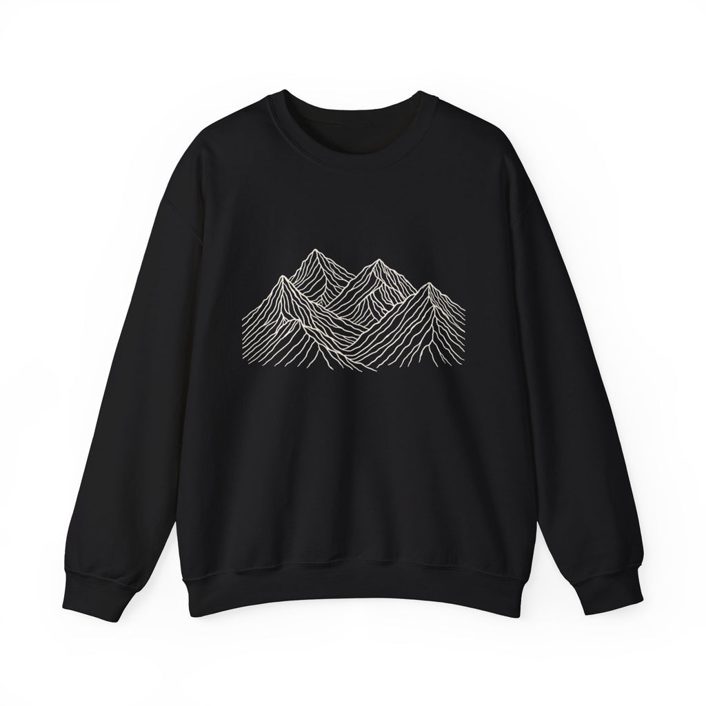 Mountain Line Art Crewneck Sweatshirt | Minimalist Outdoor Graphic Sweater