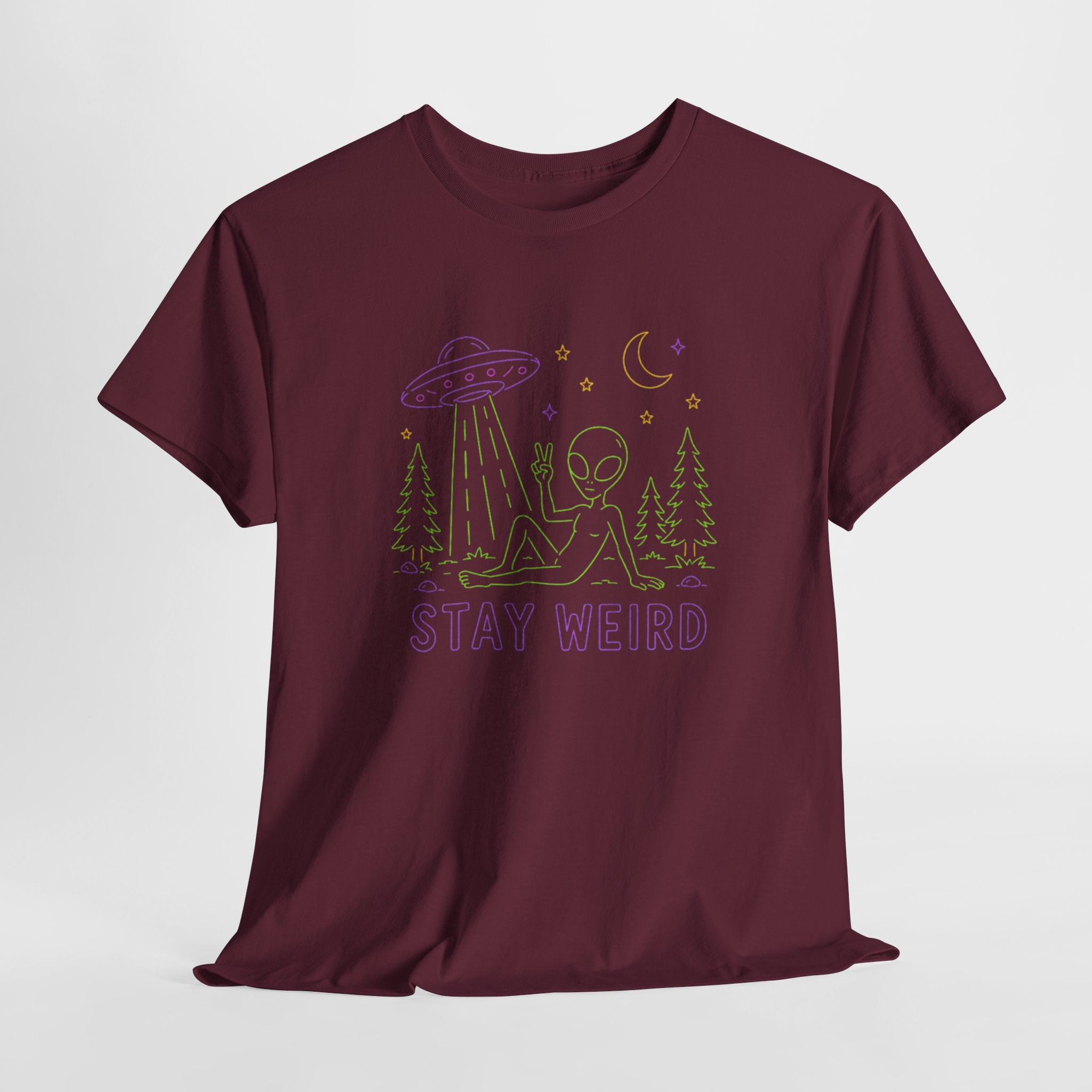T-Shirt | Pastel UFO "Stay Weird" Graphic Tee