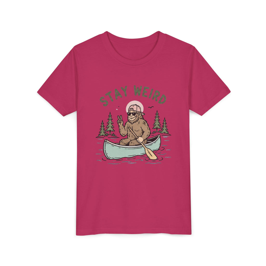 Youth T-Shirt | "Stay Weird" Canoe Bigfoot Graphic Tee