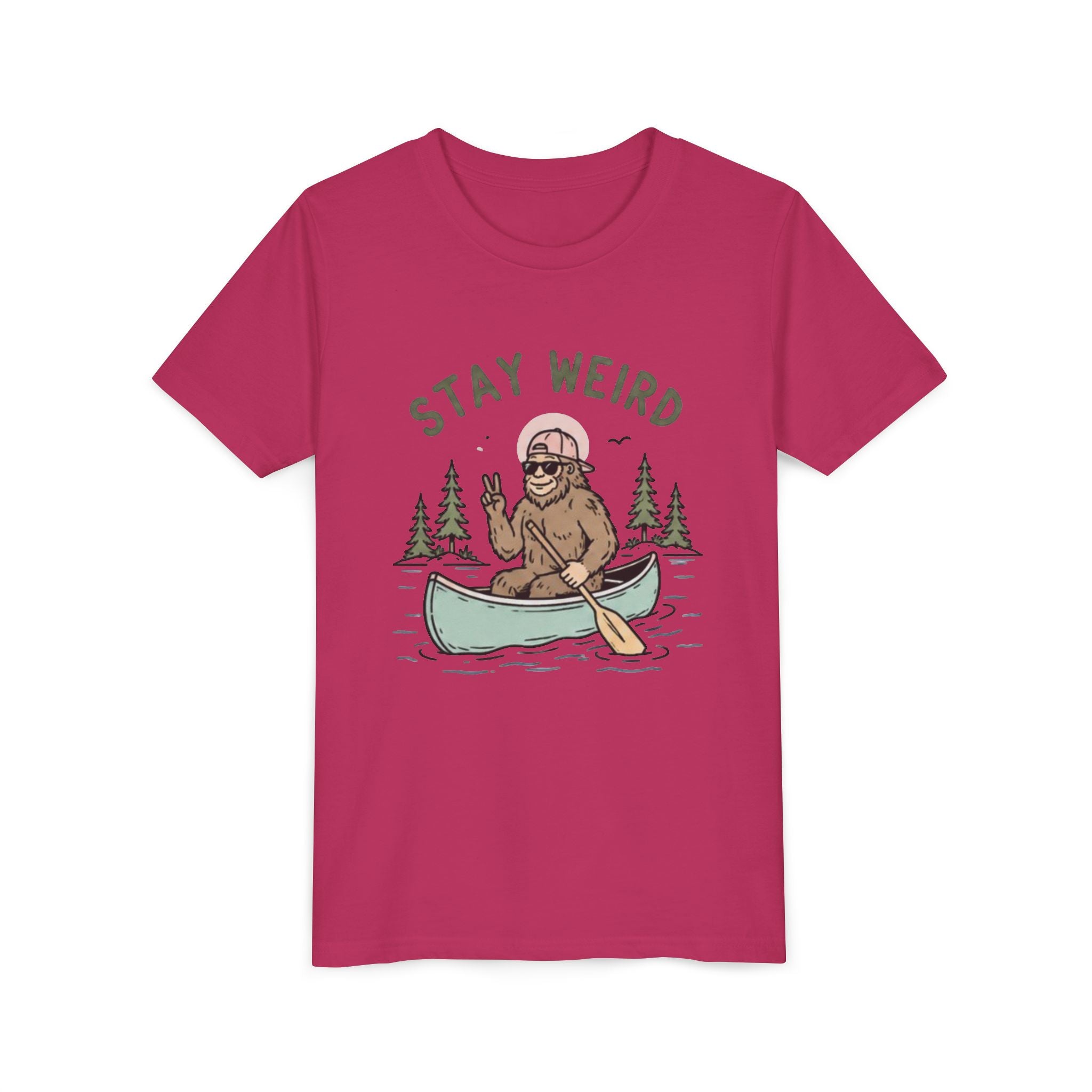 Youth T-Shirt | "Stay Weird" Canoe Bigfoot Graphic Tee