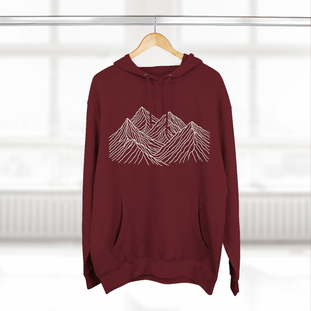 Mountain Linework Fleece Hoodie | Three Panel Mountain Landscape Design