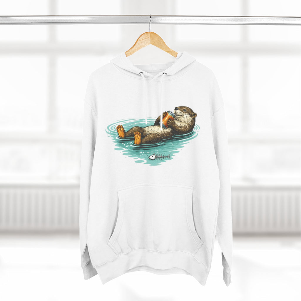 Otter Floating Graphic Hoodie | Relaxing Sea Otter with Beer Pullover