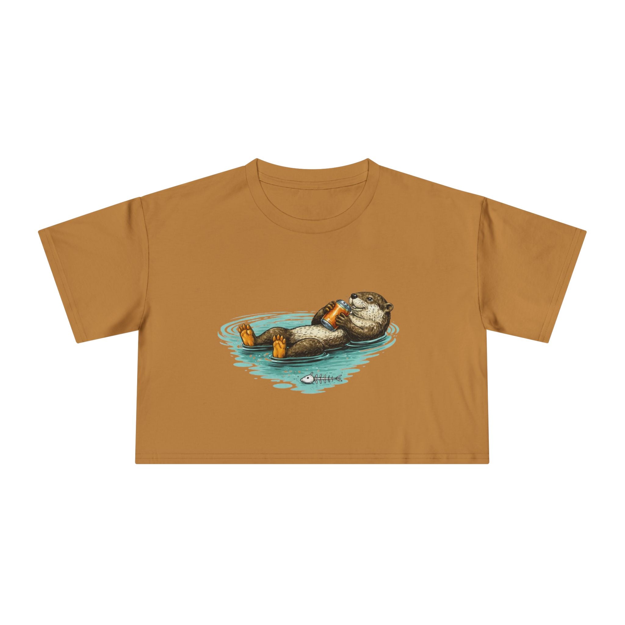 Otter Float Crop Tee | Cute Relaxing Sea Otter Graphic Womens Crop Top