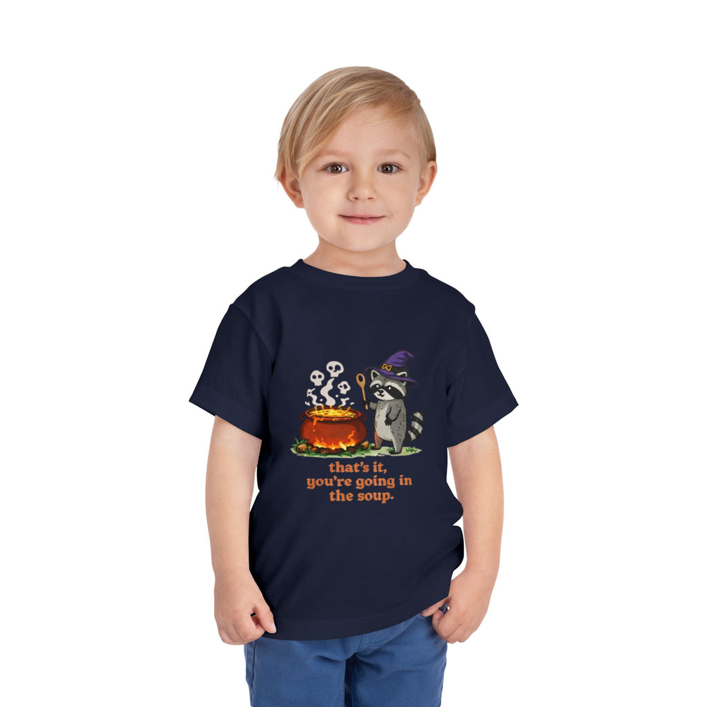 Toddler Tee | Cute Witch Raccoon with Cauldron "thats it, youre going in the soup"