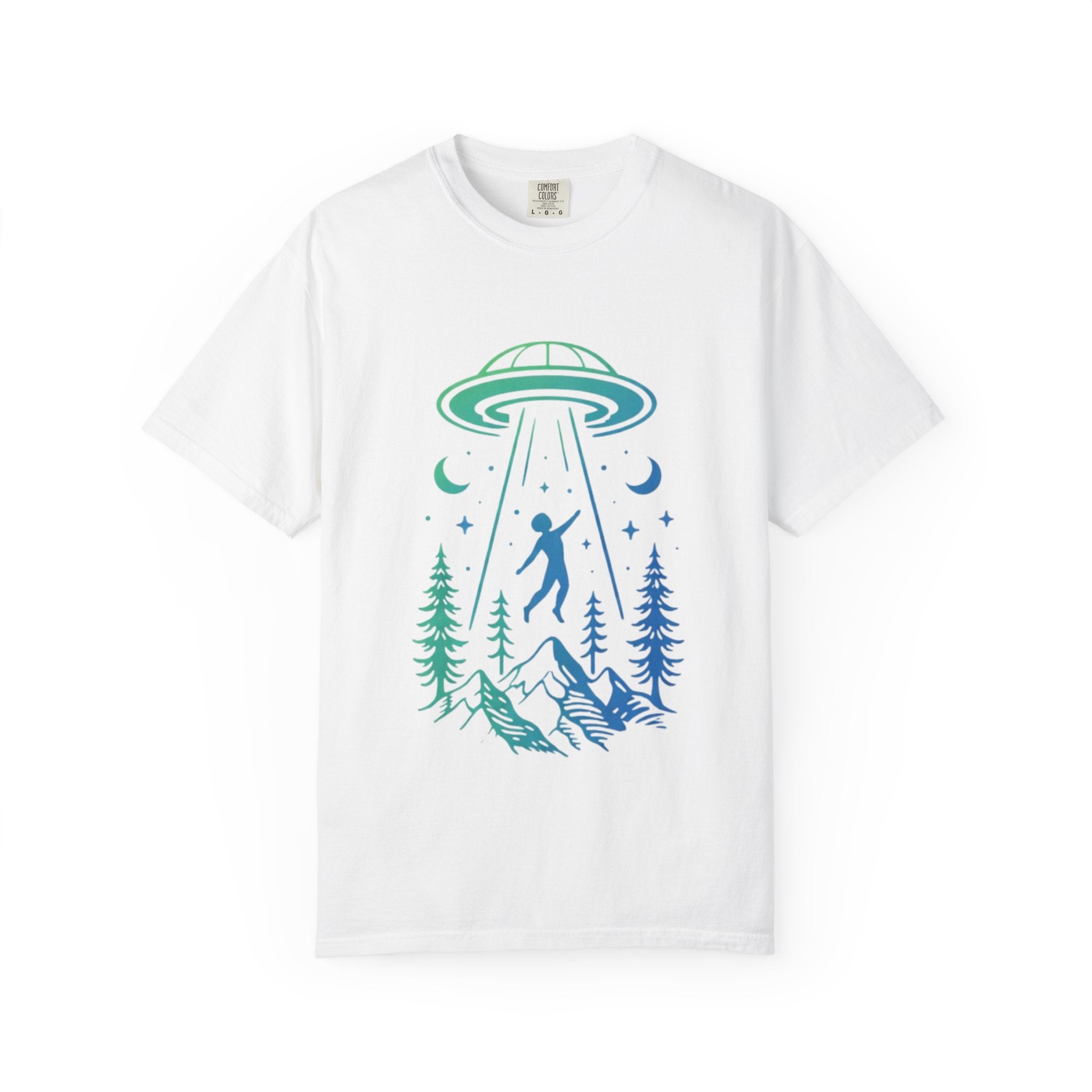 Alien Abduction Mountain T-Shirt | UFO Forest Graphic Tee