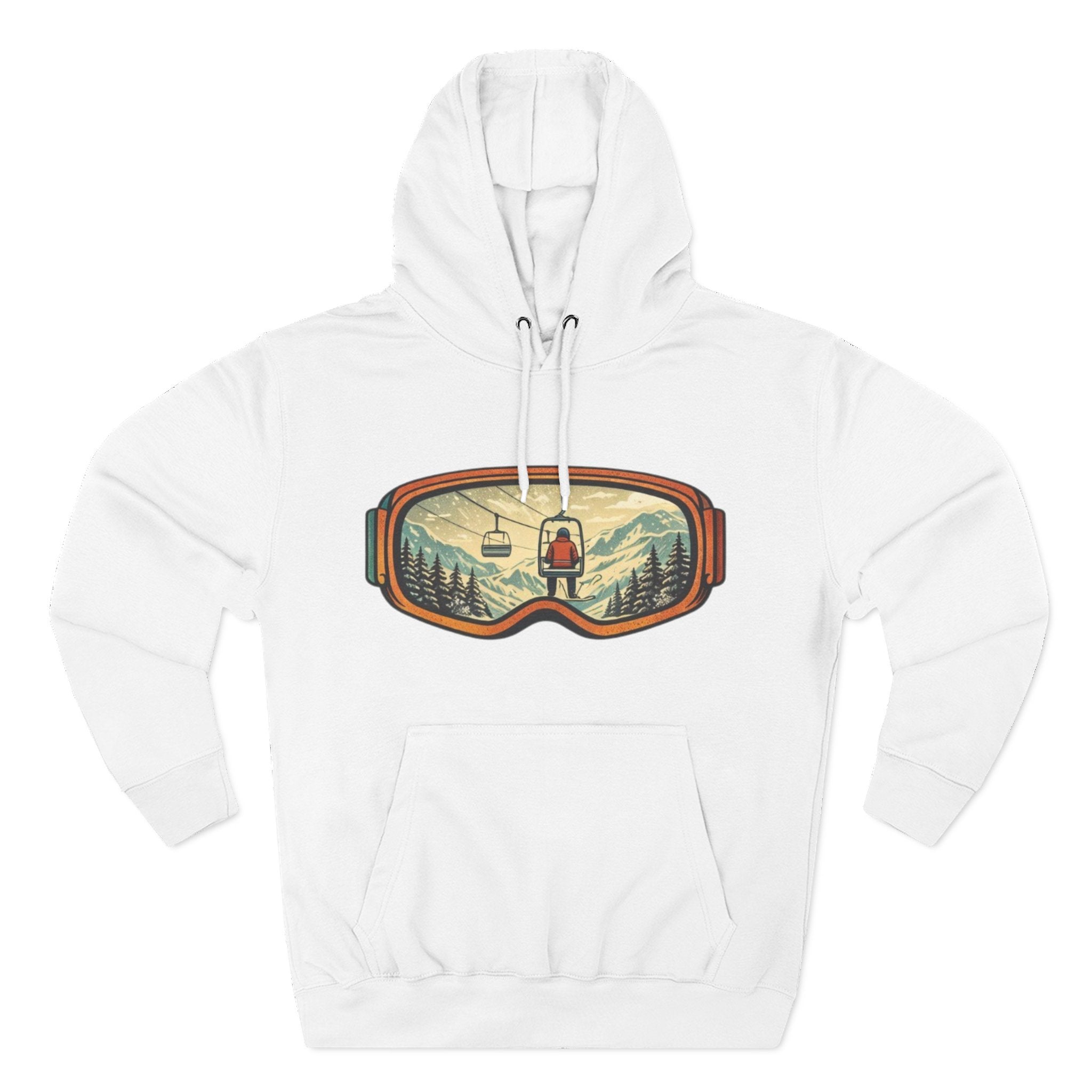 Ski Goggles Graphic Hoodie | Mountain Lift Scene Pullover