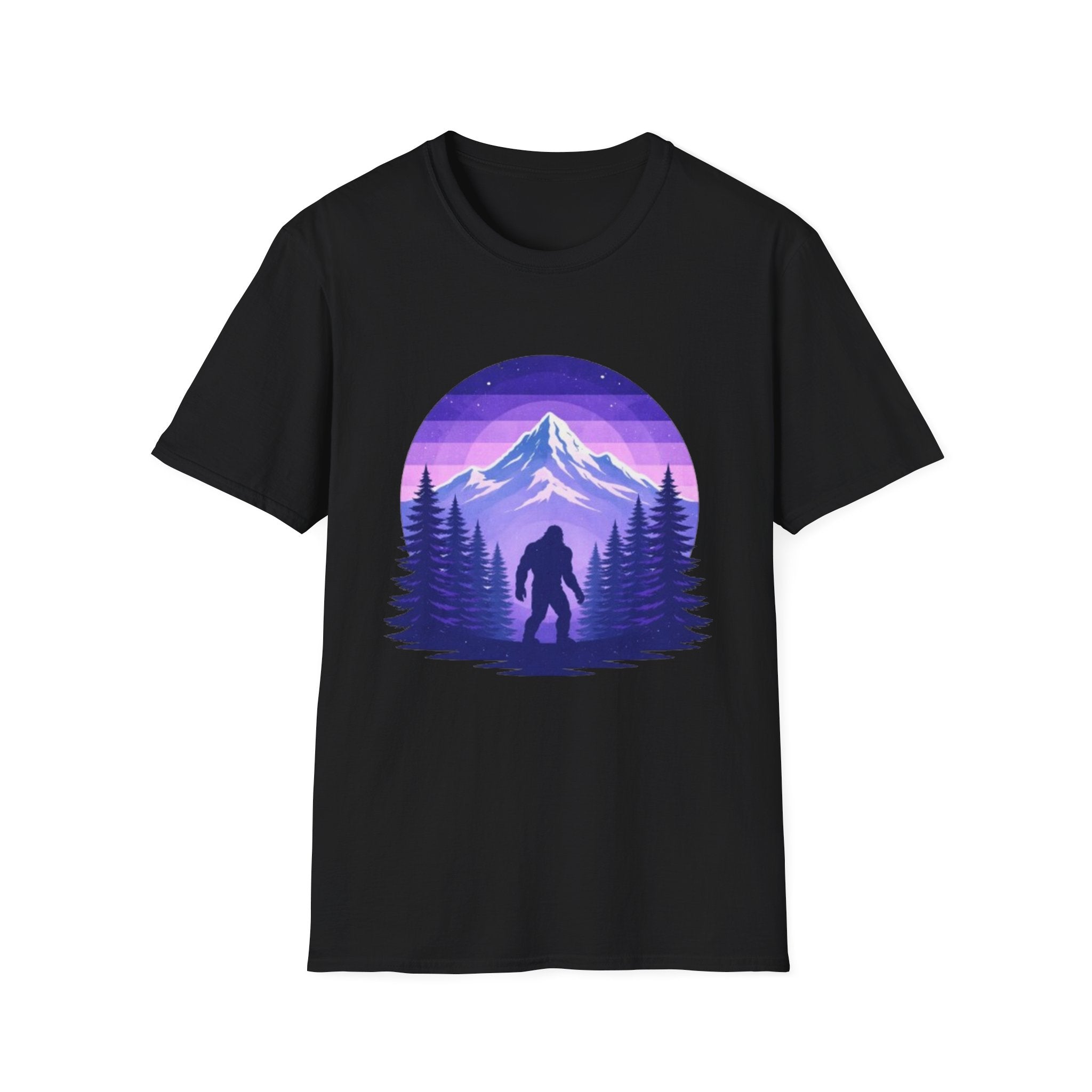 Bigfoot Mountain Sunset T-Shirt | Retro Purple Wilderness Adventure Tee