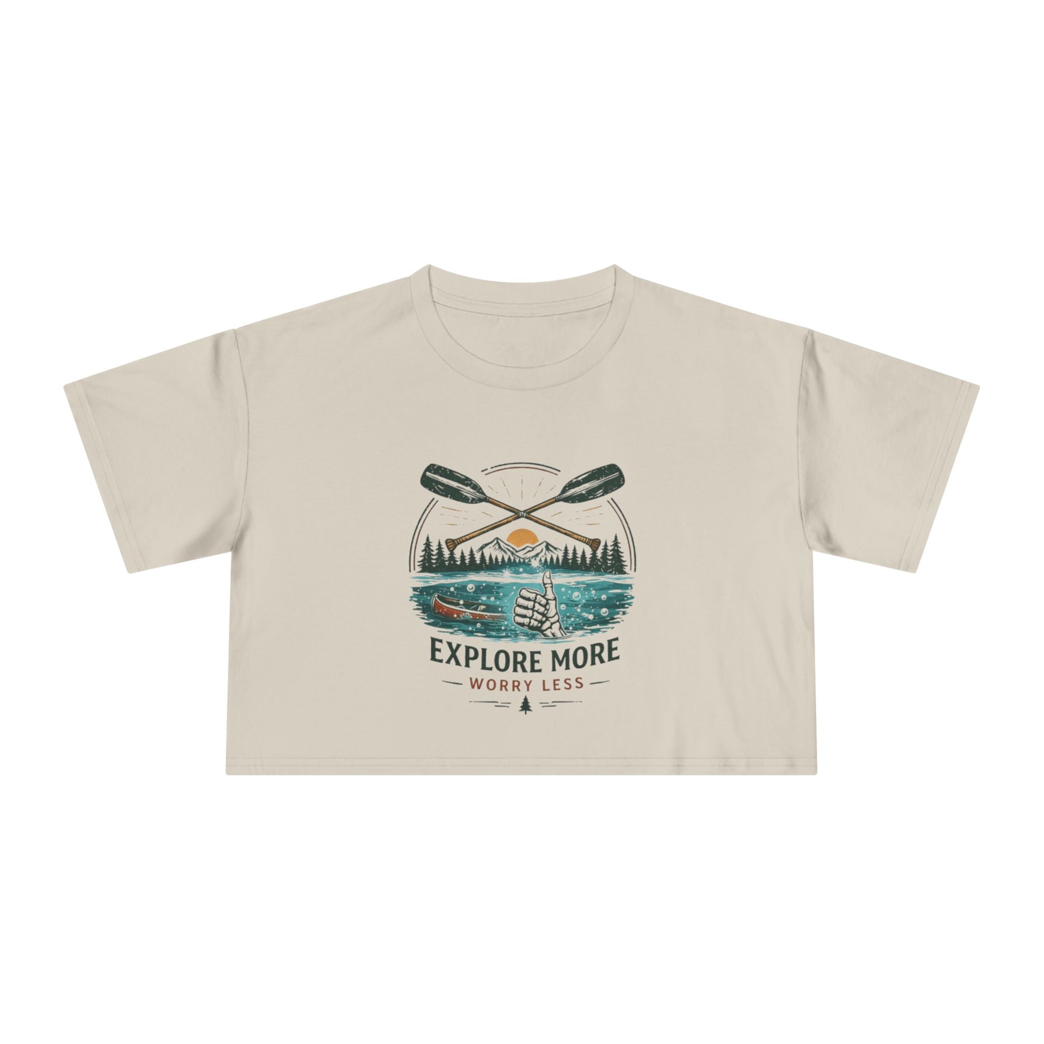 Crop Tee | Explore More "Worry Less" Outdoor Adventure Graphic