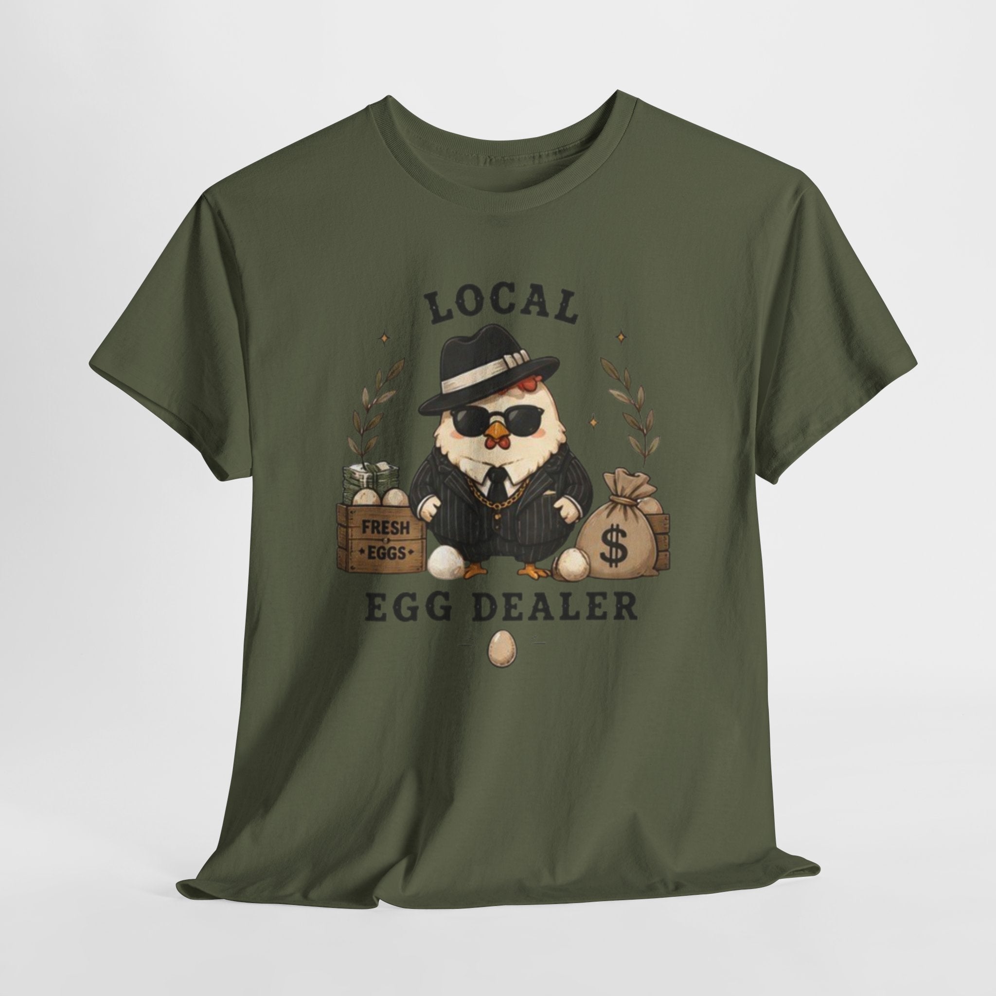 Egg Dealer T-Shirt | Funny Chicken Mobster Graphic Tee
