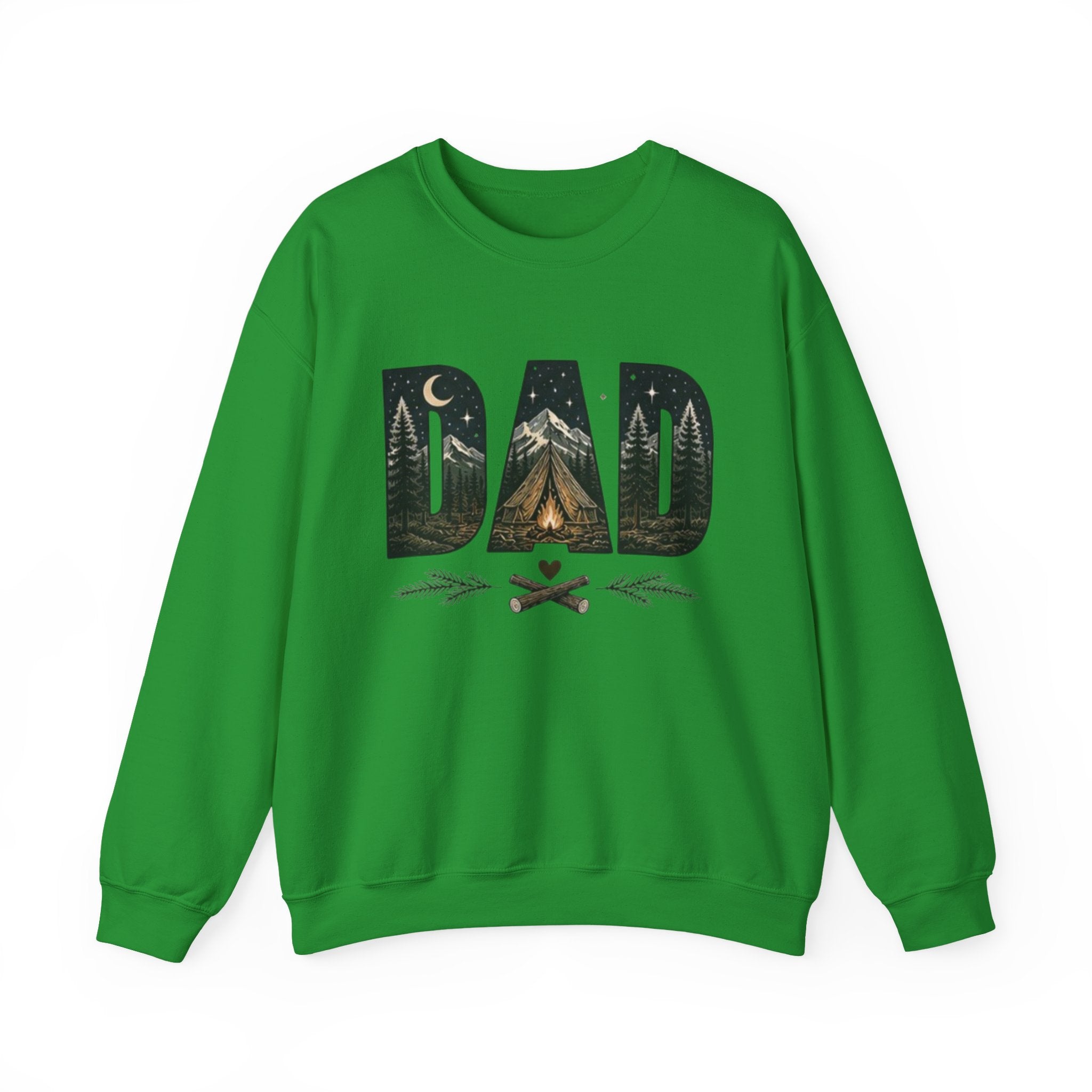 Dad Camping Crewneck Sweatshirt | Rustic Campfire & Mountain Outdoor Dad Gift