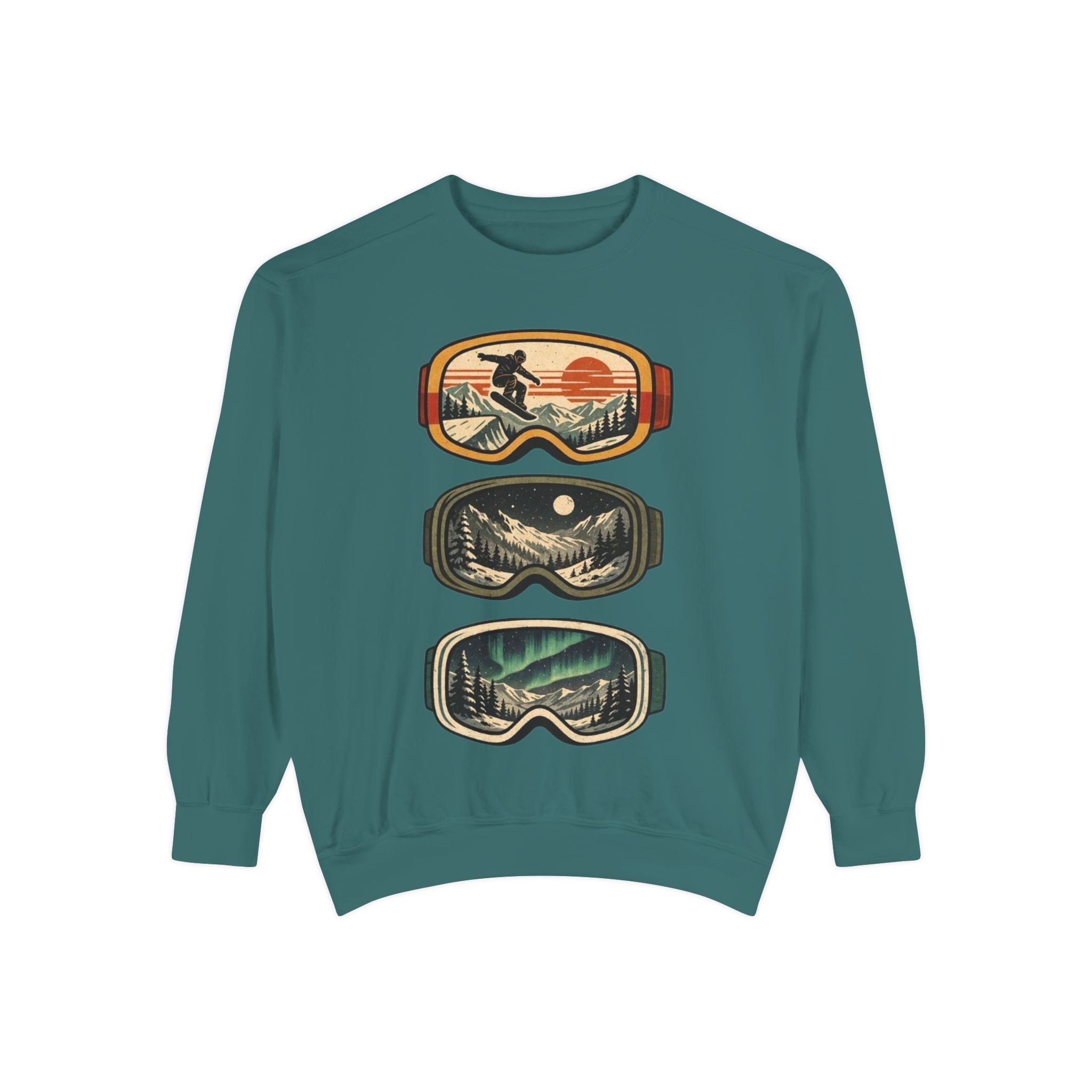 Snow Goggles Graphic Sweatshirt | Mountain Adventure Ski & Snowboard Crewneck