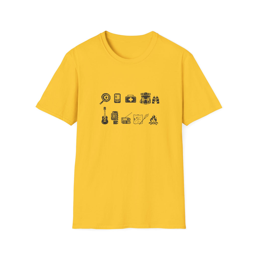 T-Shirt | Minimal Camping Gear Icons Graphic Tee | Camping Kit Tee