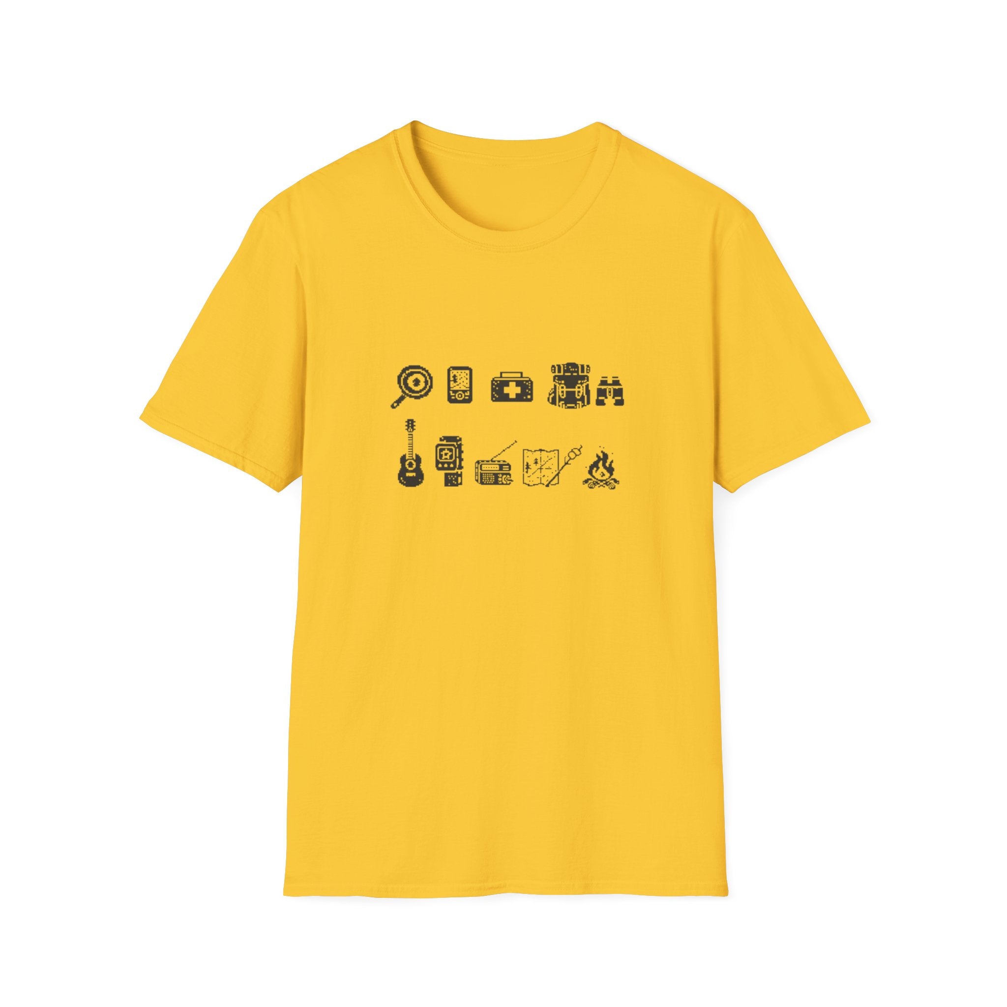 T-Shirt | Minimal Camping Gear Icons Graphic Tee | Camping Kit Tee