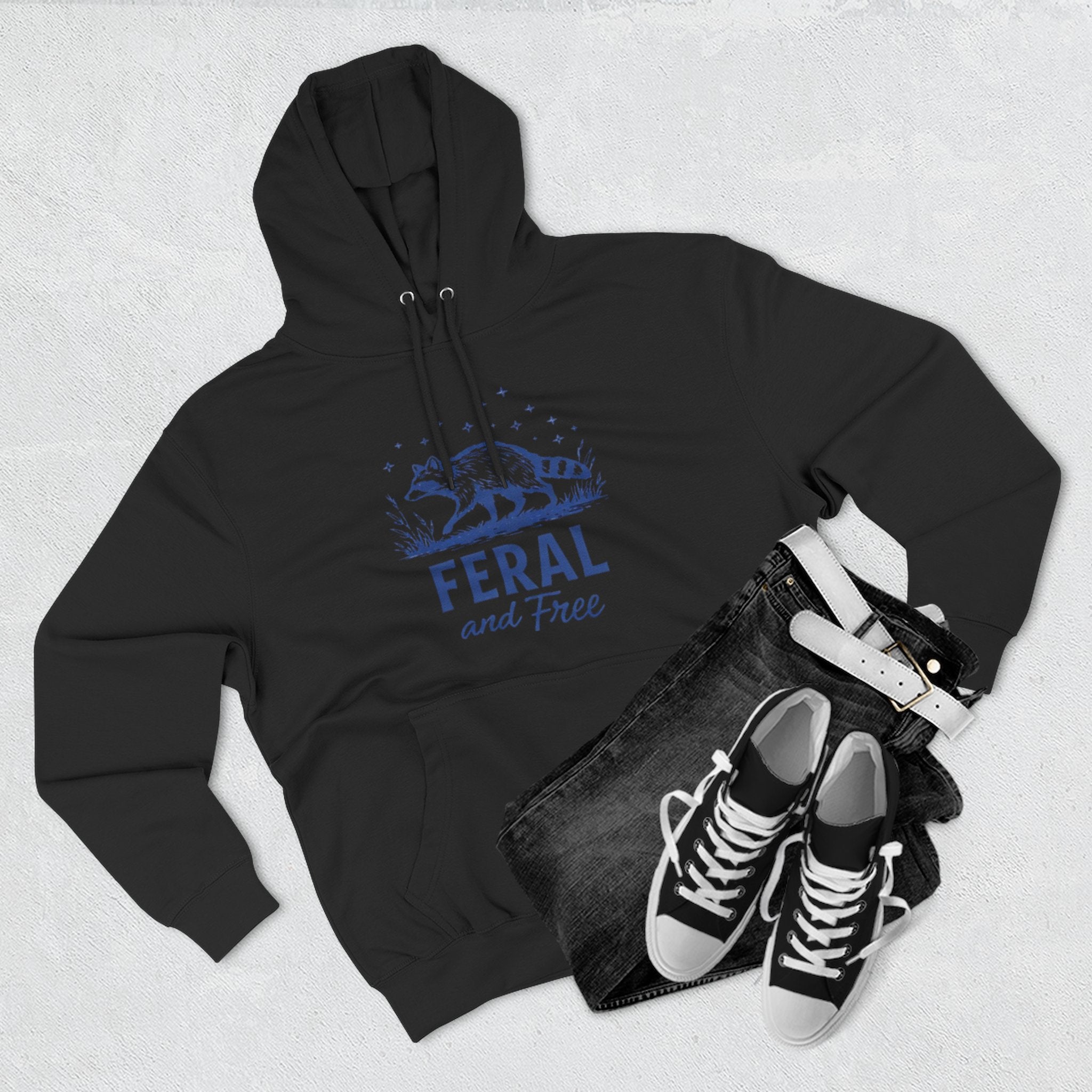 Hoodie | Feral and Free Raccoon Graphic Hoodie | Nature Lover Casual Pullover