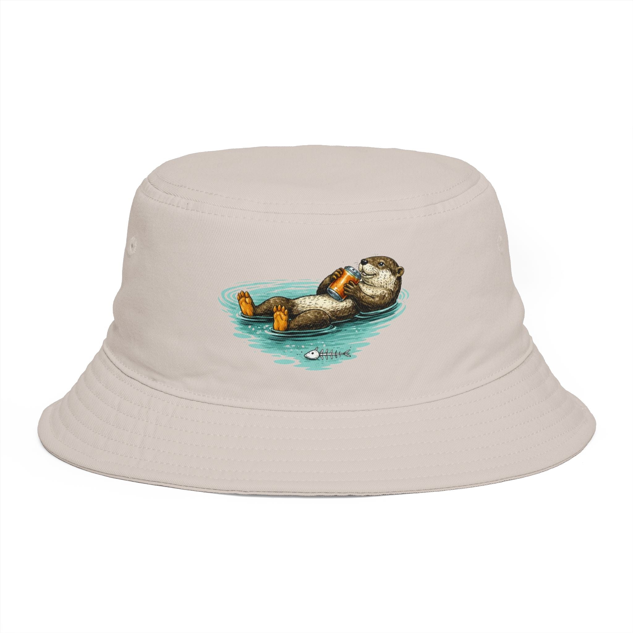 Otter Float Bucket Hat | Cute River Otter Relaxing on Water, Casual Outdoor Sun Hat