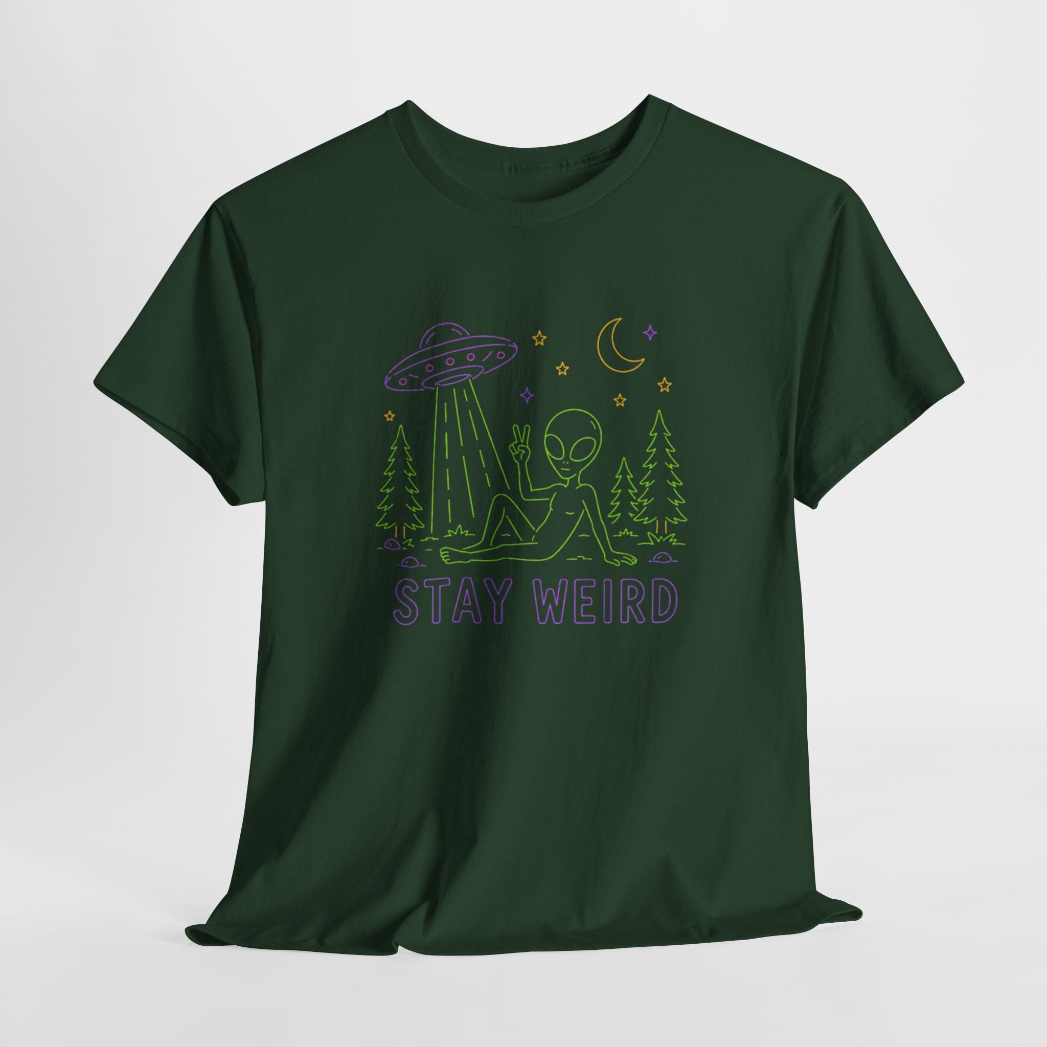 T-Shirt | Pastel UFO "Stay Weird" Graphic Tee