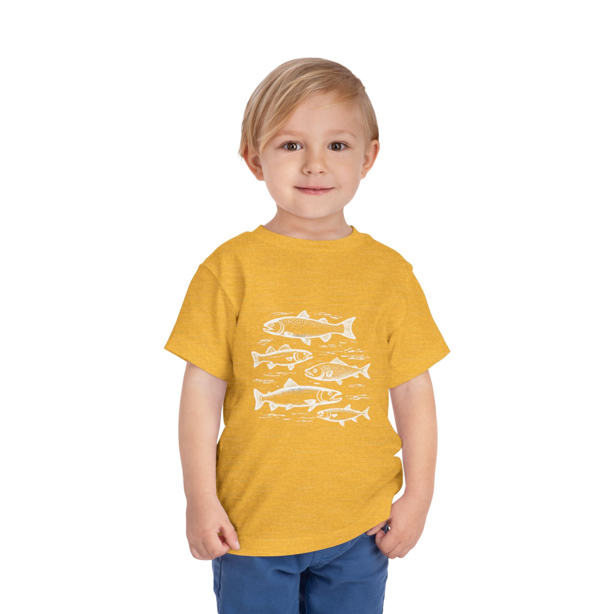 Toddler Tee | Vintage Fish Sketches Kids Short Sleeve Shirt