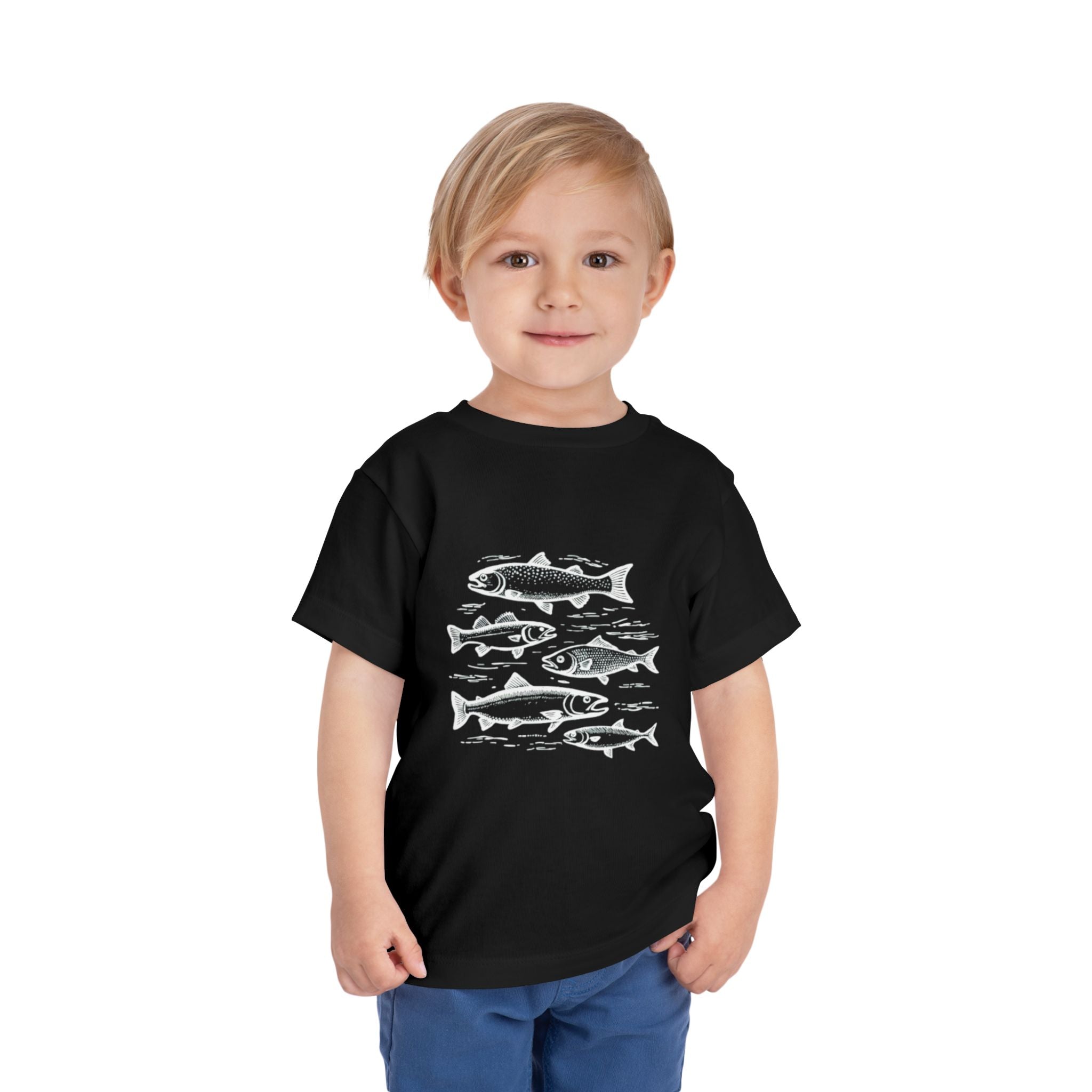 Toddler Tee | Vintage Fish Sketches Kids Short Sleeve Shirt