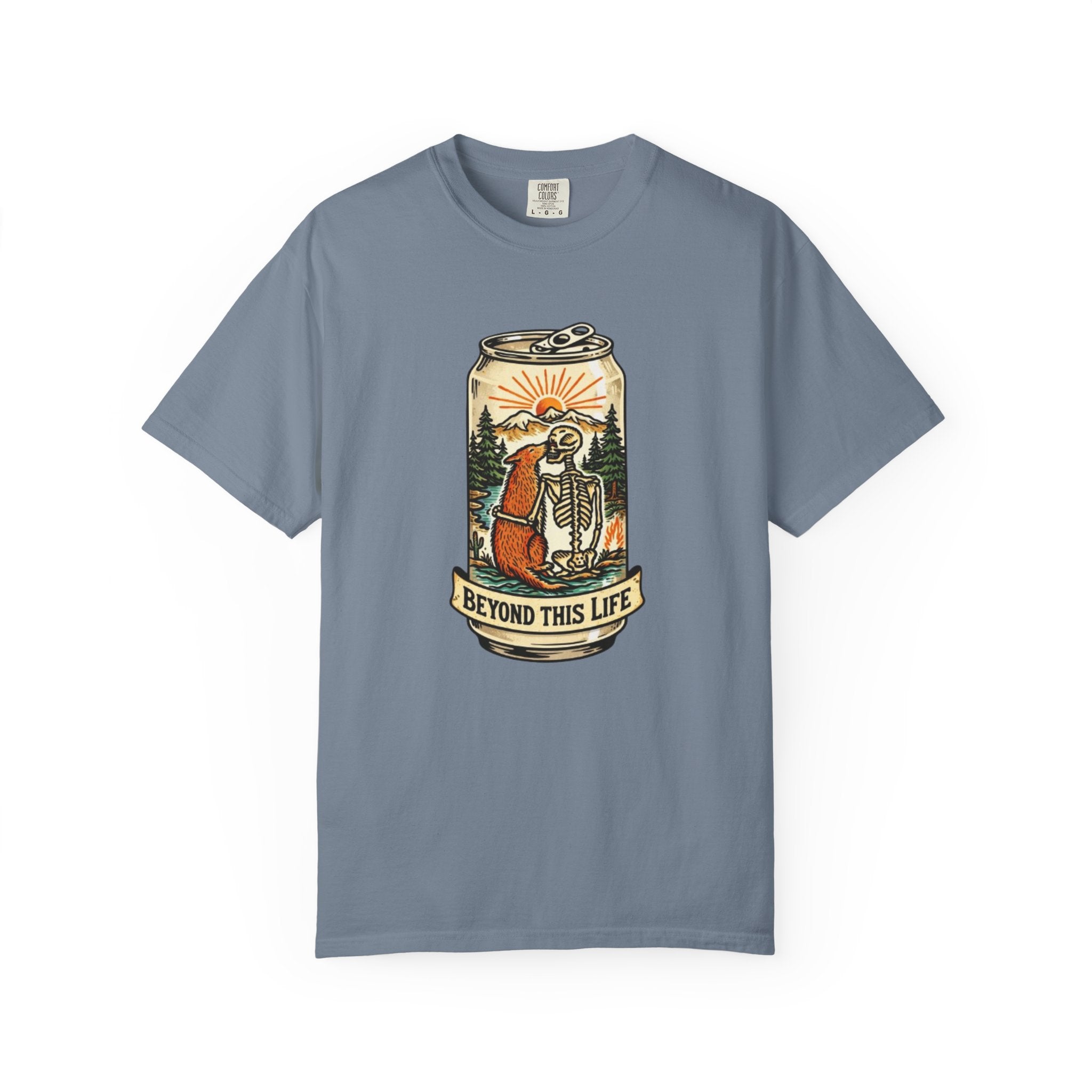 Beyond This Life T-Shirt | Vintage Skull & Can Graphic Tee