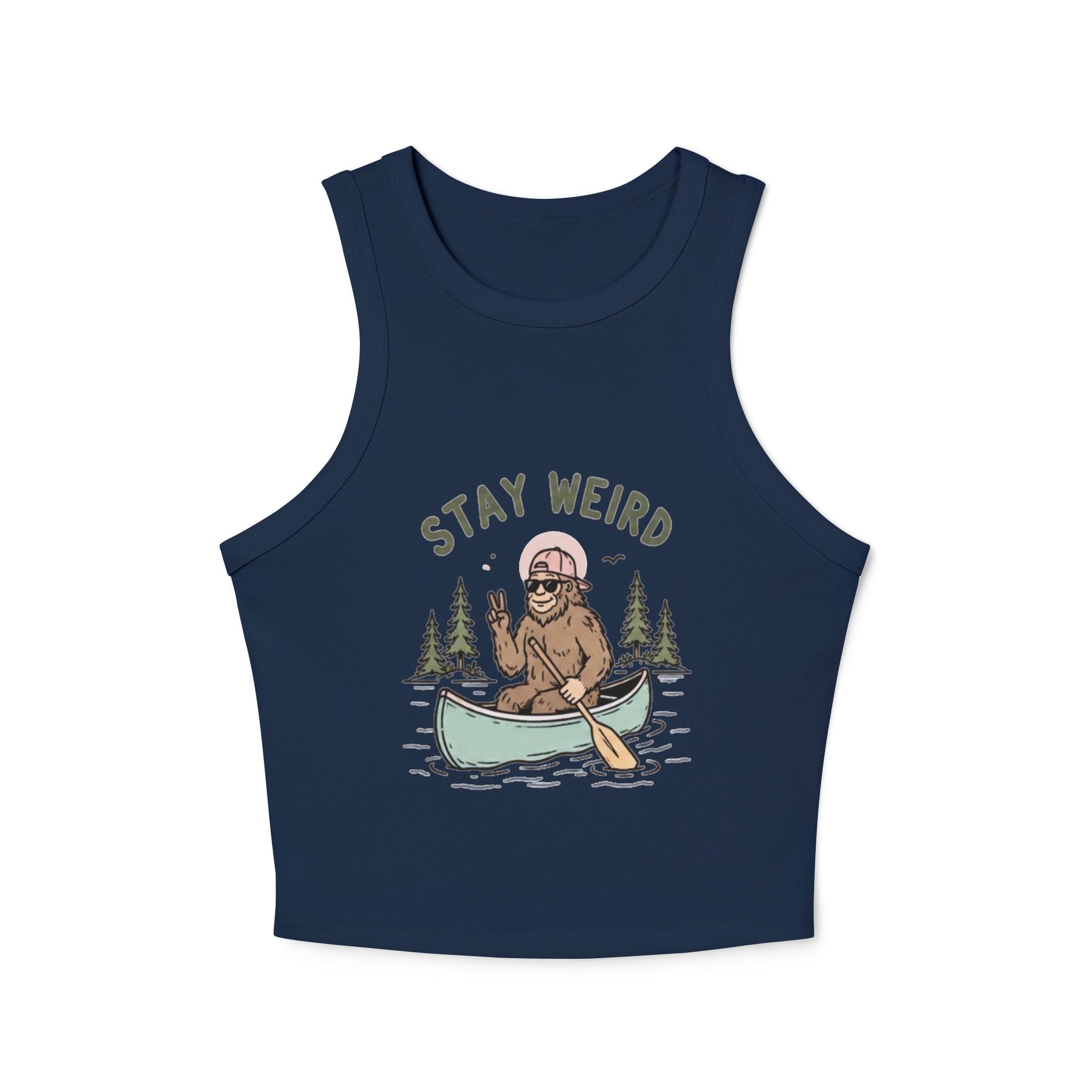 Stay Weird Canoe Crop Tank | Womens Adventure Graphic Tank Top