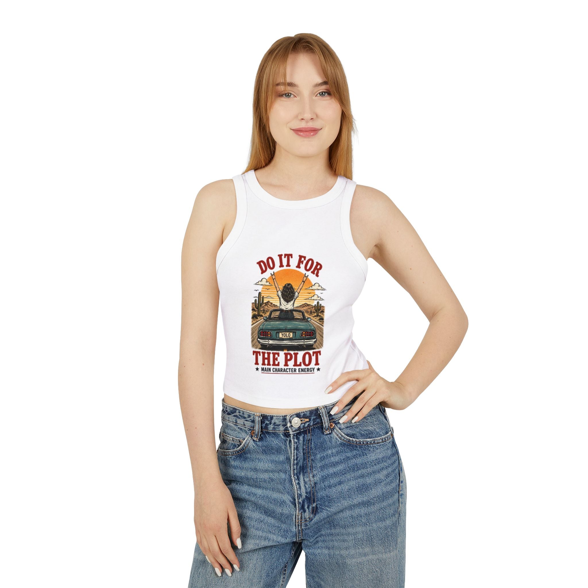 Do It For The Plot Sunset Racer Tank | Womens Micro Rib Tank