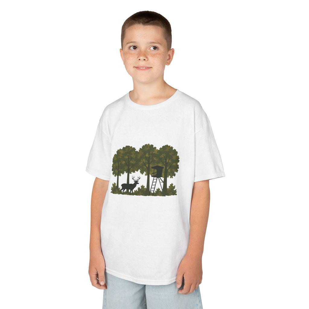Kids Tee | Forest Deer & Hunting Stand Silhouette Shirt