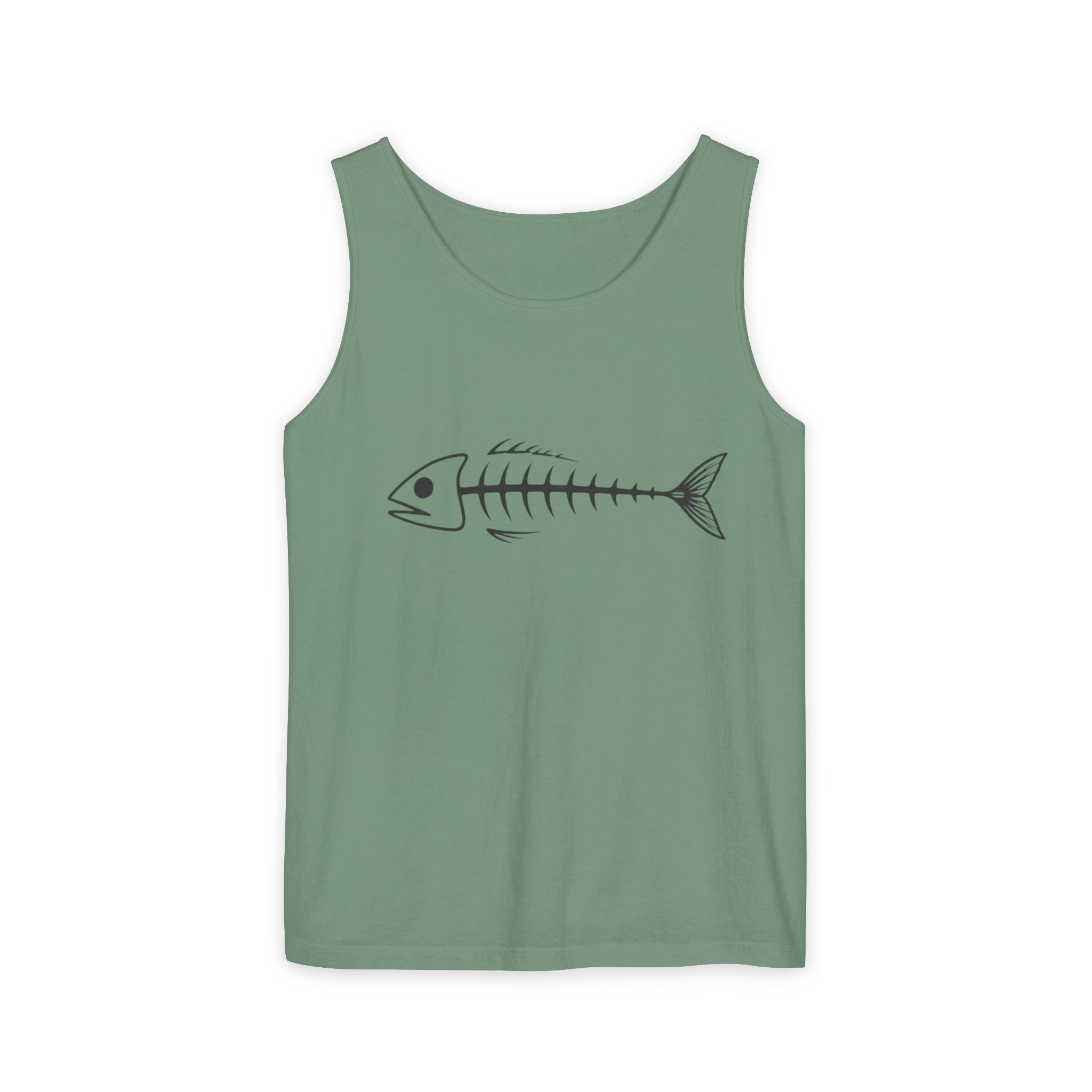 Fish Skeleton Tank Top | Minimalist Fishing Graphic Sleeveless Tee