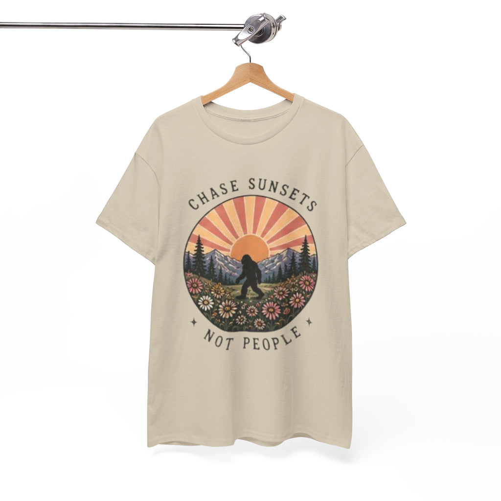 Chase Sunsets Not People Bigfoot Tee
