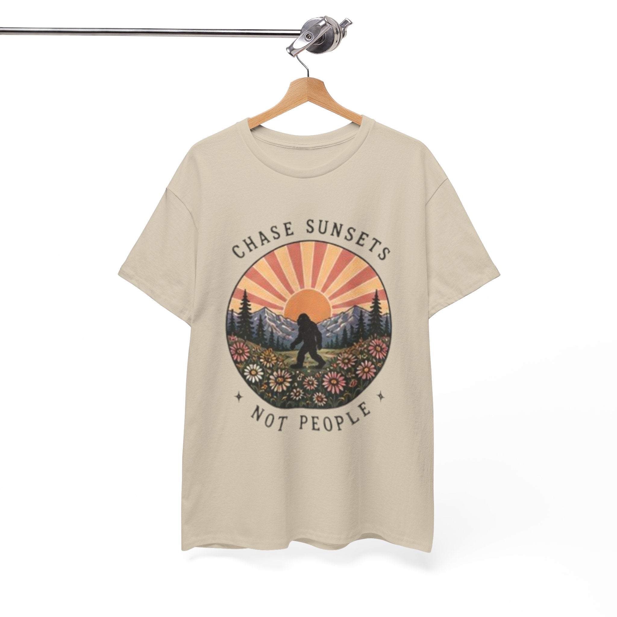 Chase Sunsets Not People Bigfoot Tee