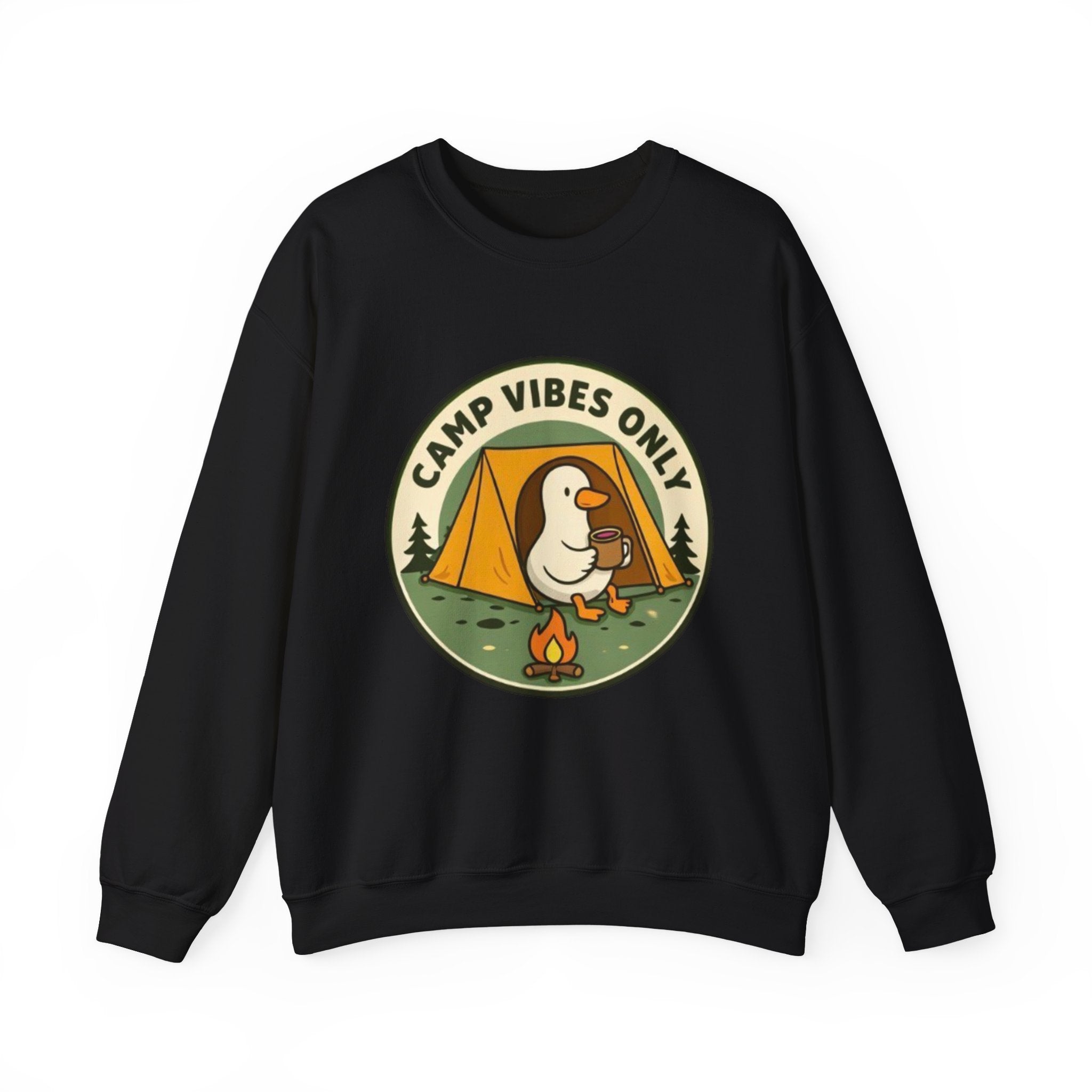 Camp Vibes Crewneck Sweatshirt | Cozy Camping Duck Graphic
