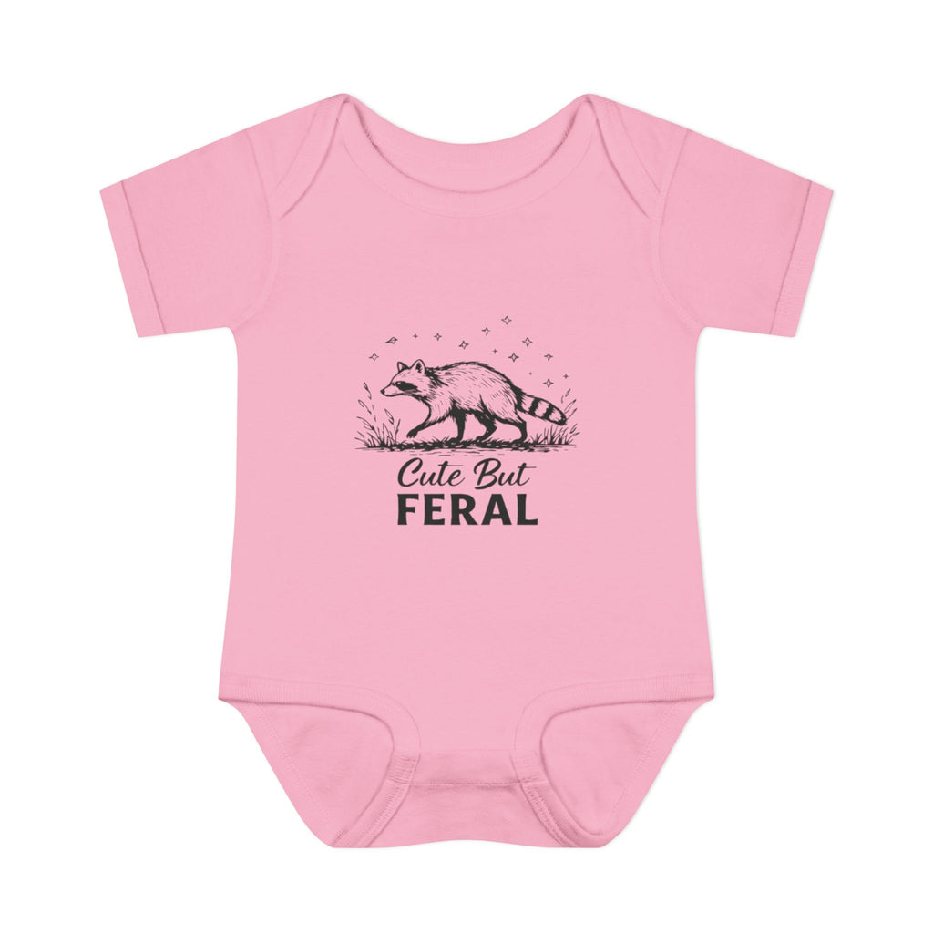 Infant Bodysuit  "Cute But Feral" Raccoon Baby Onesie | Funny Newborn Shower Gift