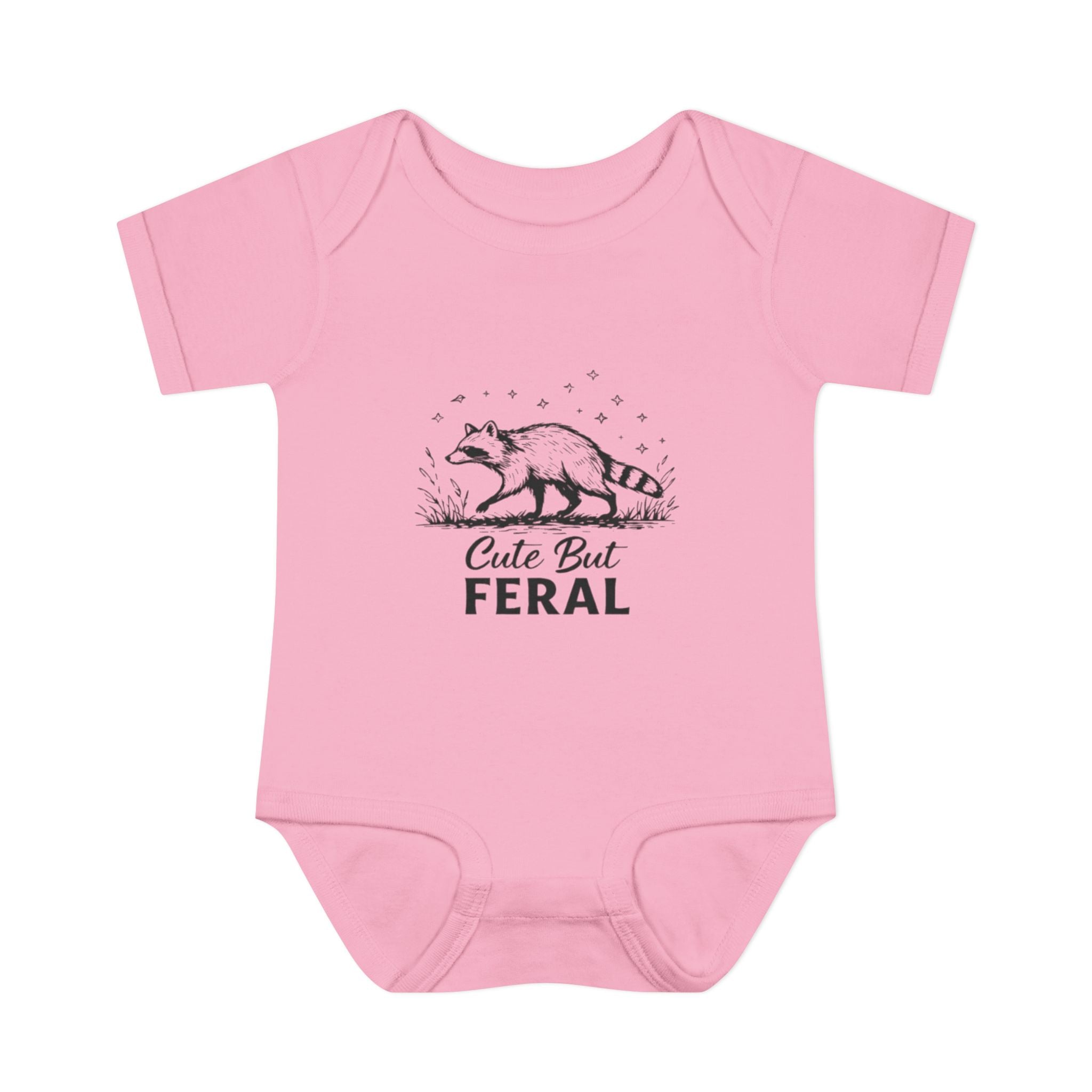Infant Bodysuit  "Cute But Feral" Raccoon Baby Onesie | Funny Newborn Shower Gift