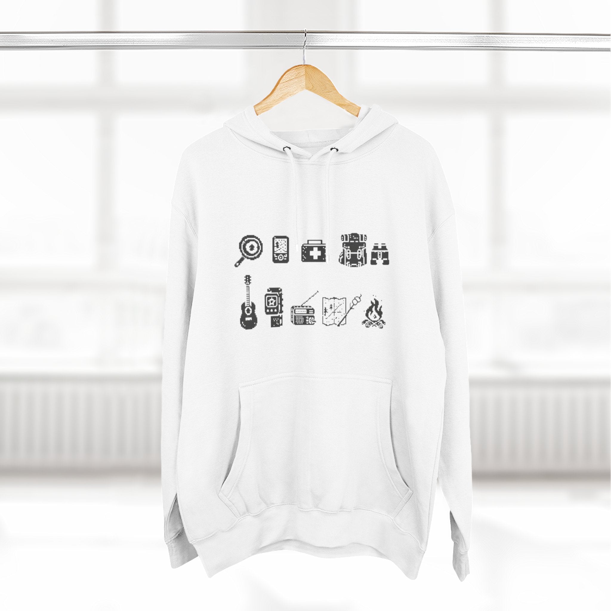 Minimalist Camping Essentials Hoodie | Three-Panel Fleece
