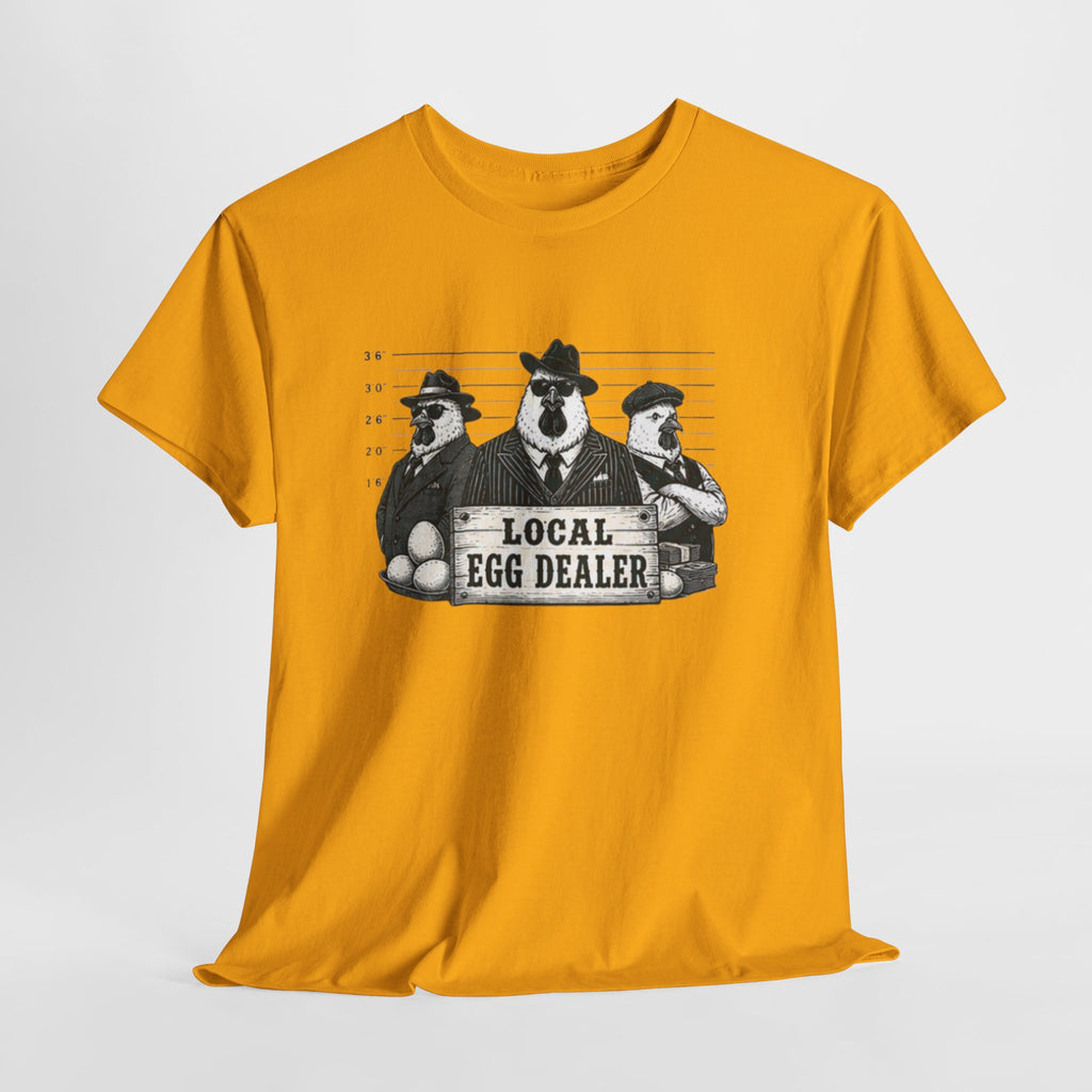 Local Egg Dealer T-Shirt | Funny Farm Mugshot Chicken & Egg Farmer Tee
