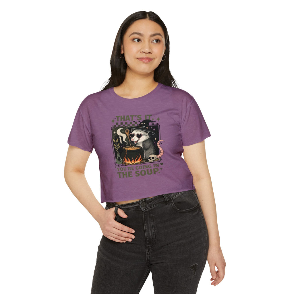 Witchy Opossum Crop Top | "Thats It, Youre Going in the Soup" Festival Tee