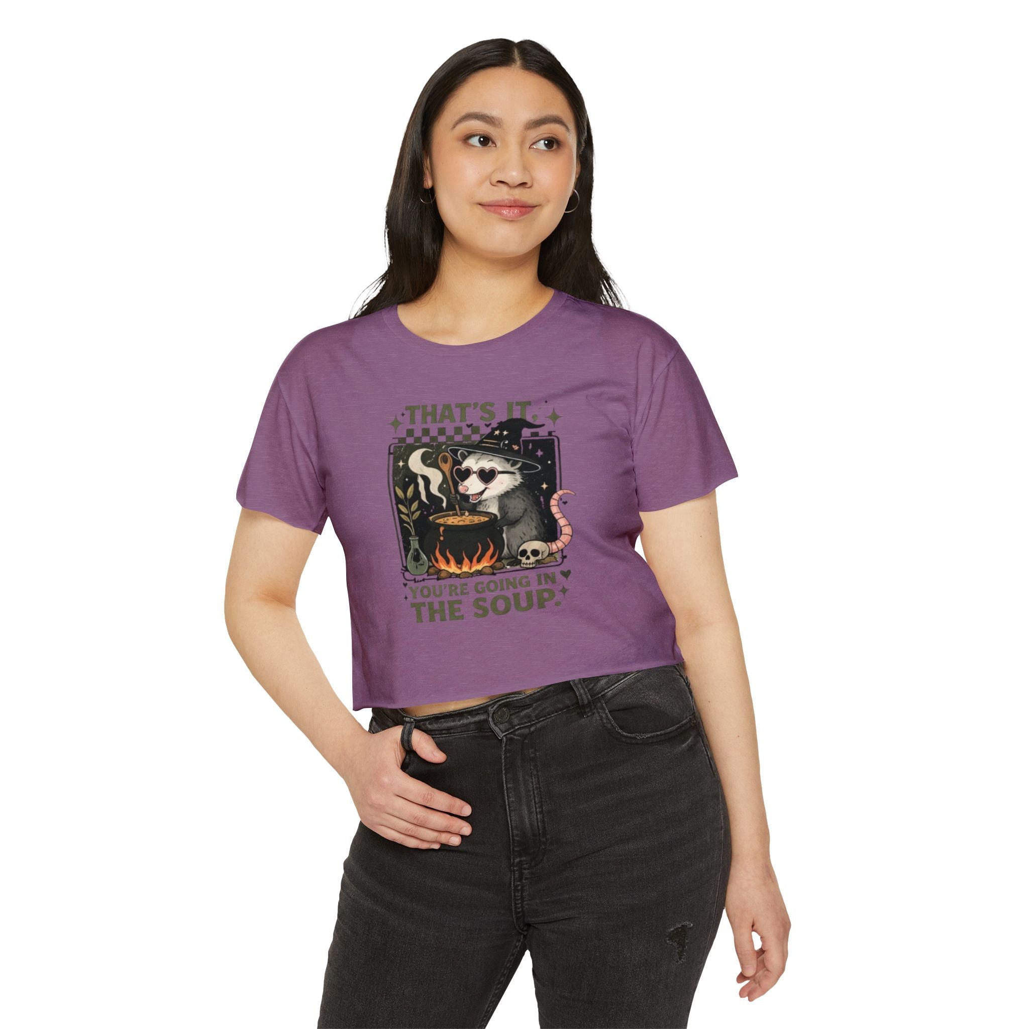 Witchy Opossum Crop Top | "Thats It, Youre Going in the Soup" Festival Tee