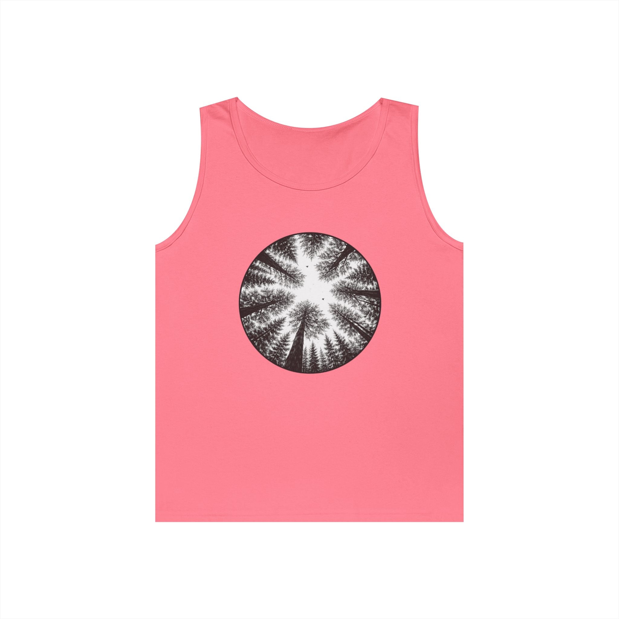 Tree Canopy Circle Tank Top | Forest Silhouette Nature Graphic Tank