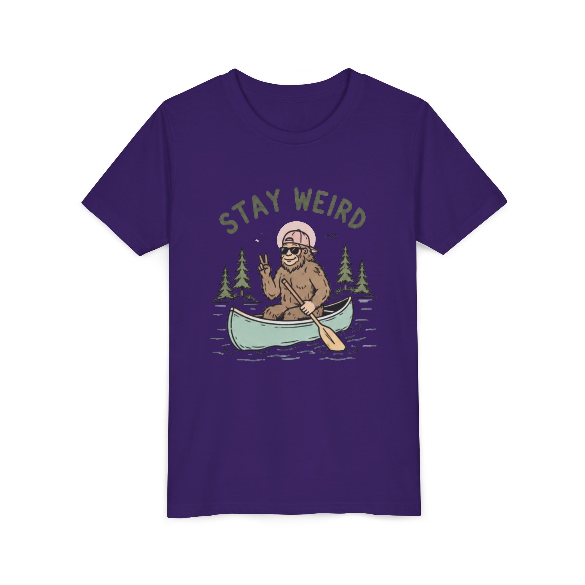Youth T-Shirt | "Stay Weird" Canoe Bigfoot Graphic Tee