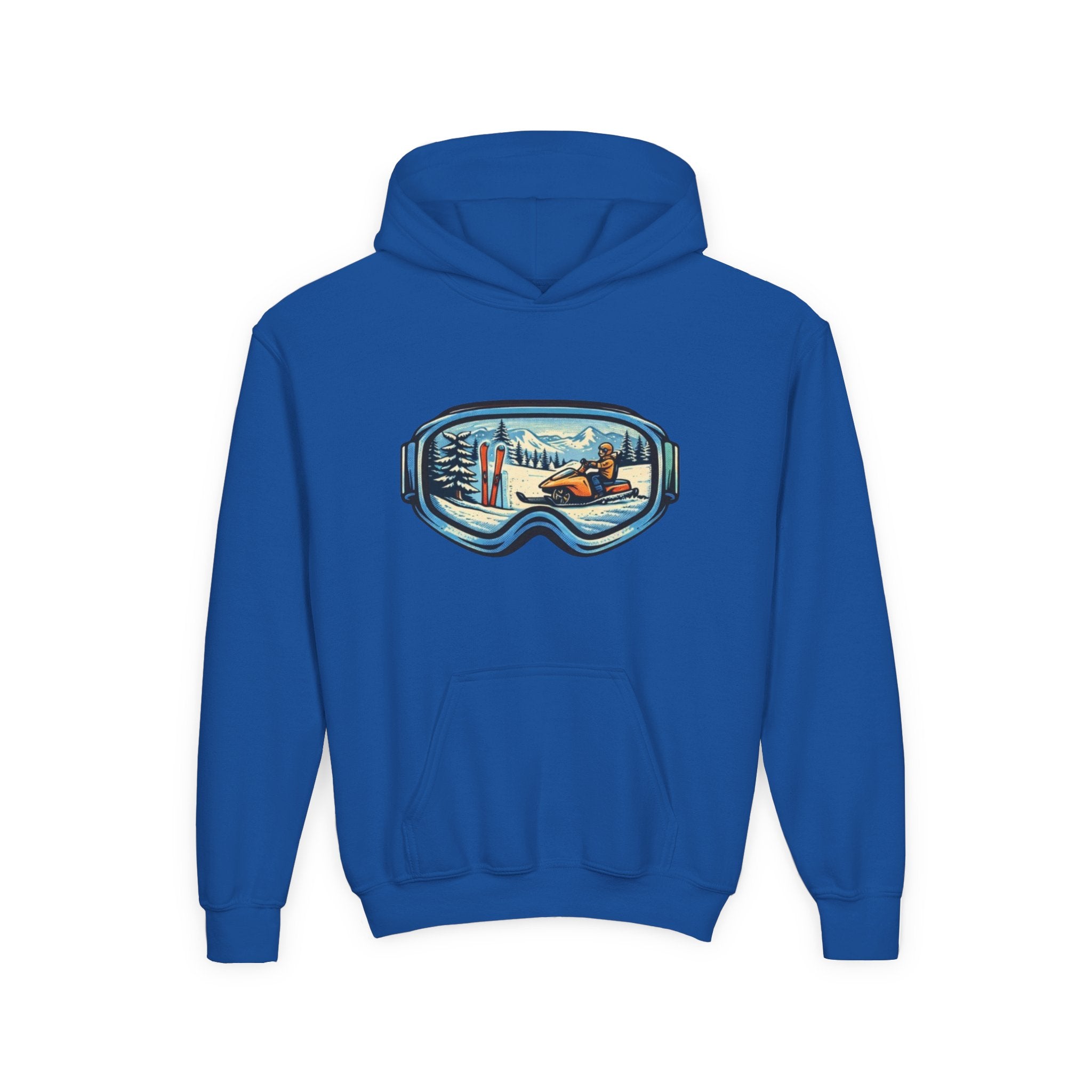 Youth Ski Goggles Hoodie | Winter Snowboard Scene Pullover