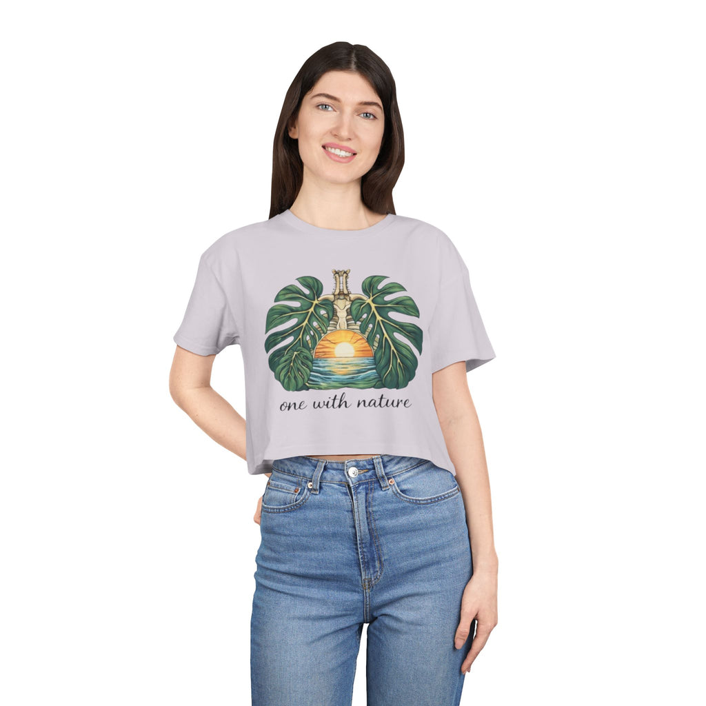 One With Nature Crop Tee | Botanical Sunset Womens Cropped T-Shirt