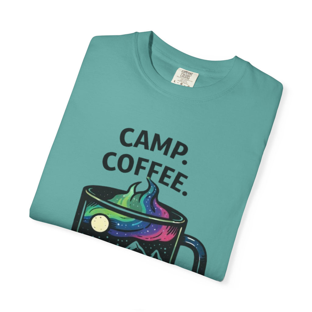 Camp Coffee Repeat T-Shirt | Camping Mug Graphic Tee