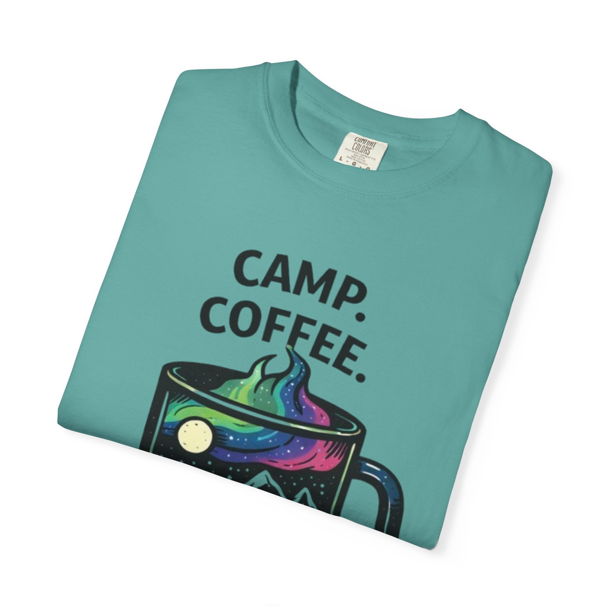 Camp Coffee Repeat T-Shirt | Camping Mug Graphic Tee