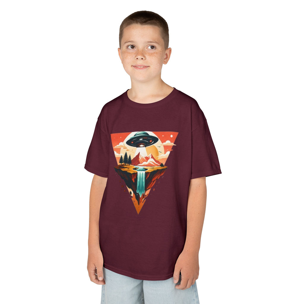 Kids Tee | UFO Mountain Waterfall Adventure Graphic