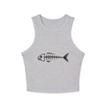 Fish Skeleton Racer Tank Top | Cute Minimalist Coastal Crop for Women